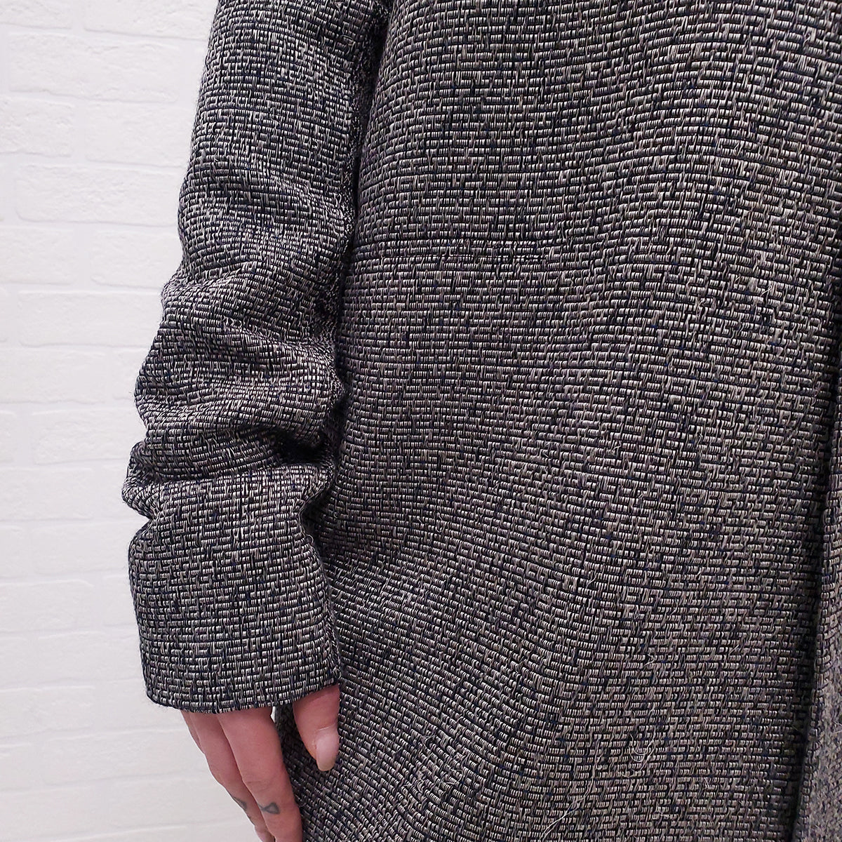 RICK OWENS BLACK/WHITE TWEED COAT - SIZE 8