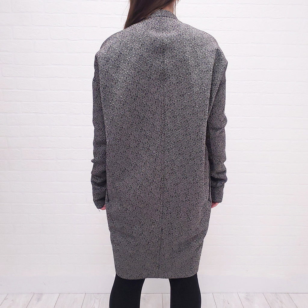 RICK OWENS BLACK/WHITE TWEED COAT - SIZE 8