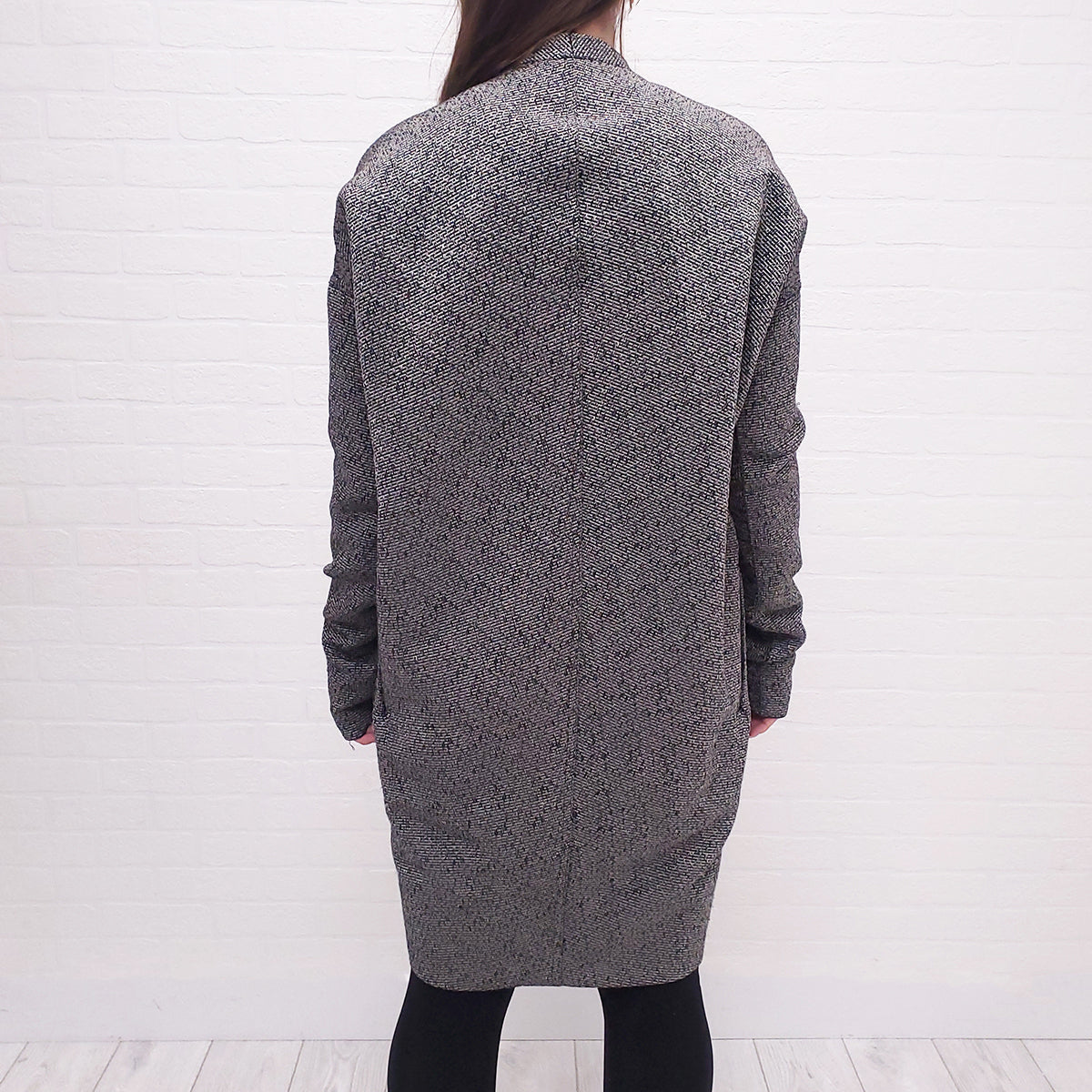 RICK OWENS BLACK/WHITE TWEED COAT - SIZE 8