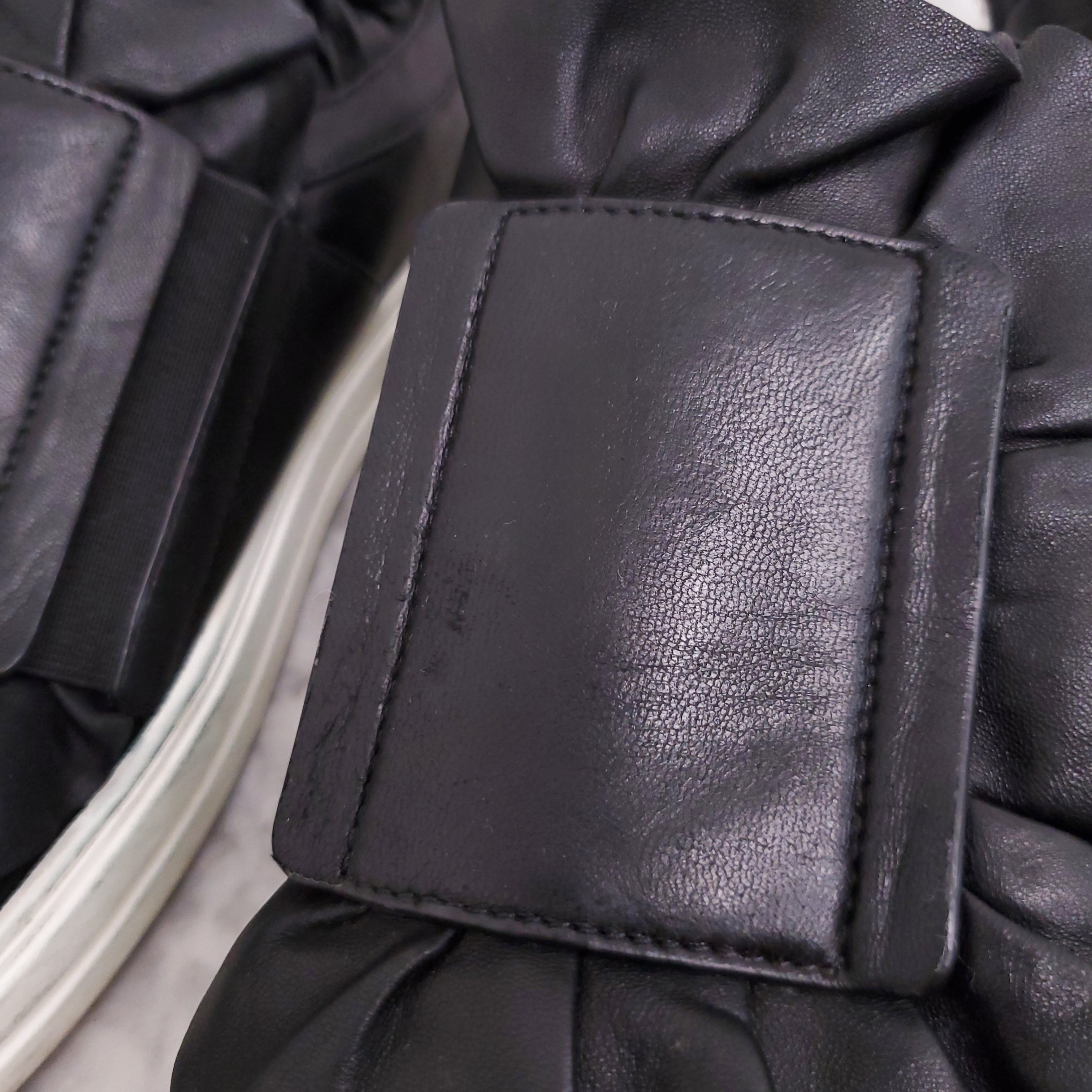 ROGER VIVIER BLACK LEATHER RUFFLE SNEAKERS WITH ZIPPER DETAIL - SIZE 38.5