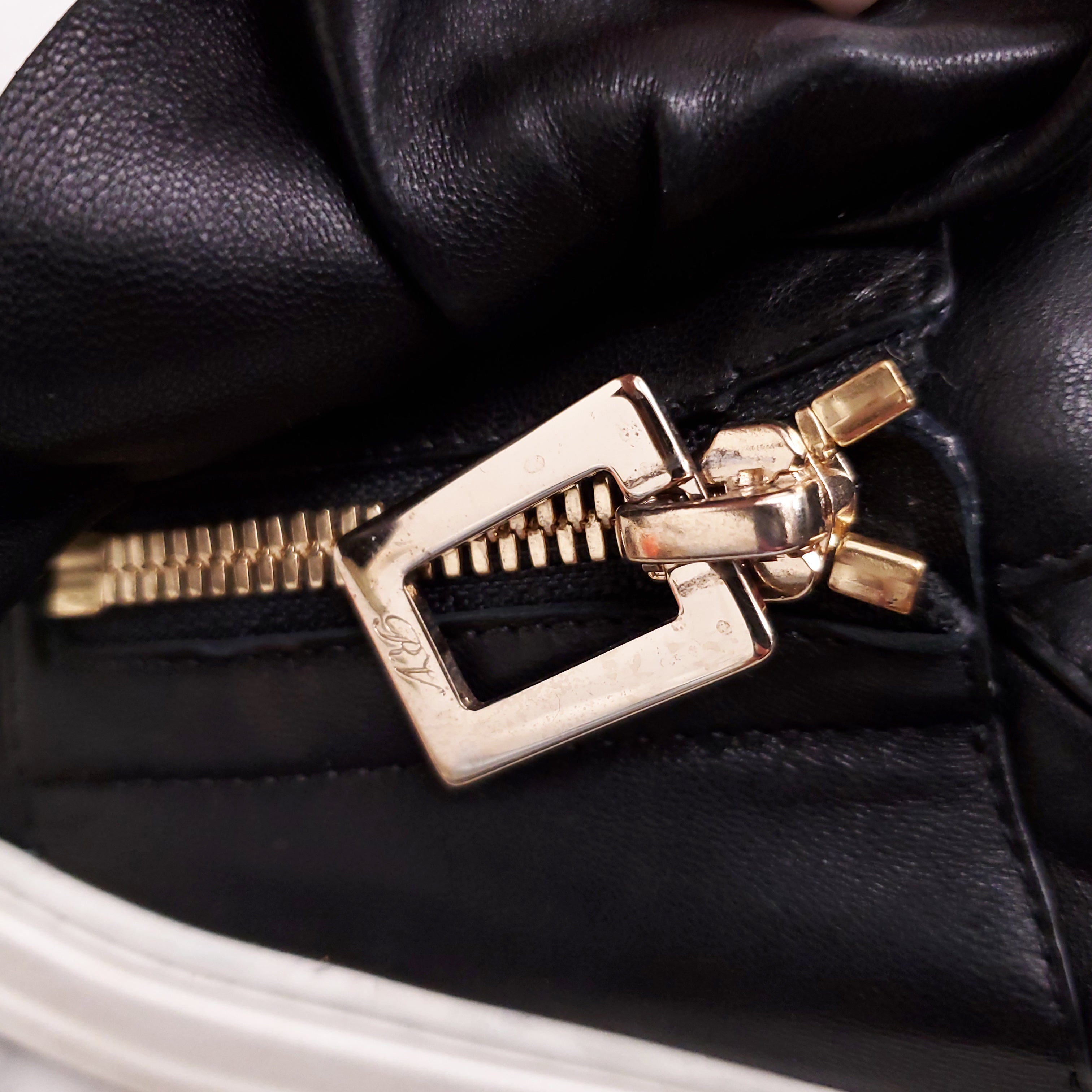 ROGER VIVIER BLACK LEATHER RUFFLE SNEAKERS WITH ZIPPER DETAIL - SIZE 38.5