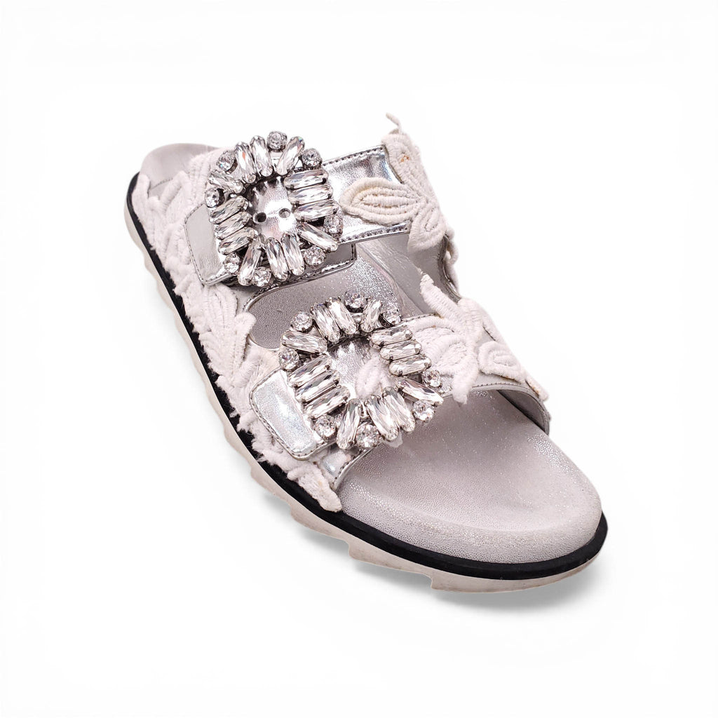 ROGER VIVIER LACE SANDALS WITH CRYSTAL DETAILS - SIZE 36