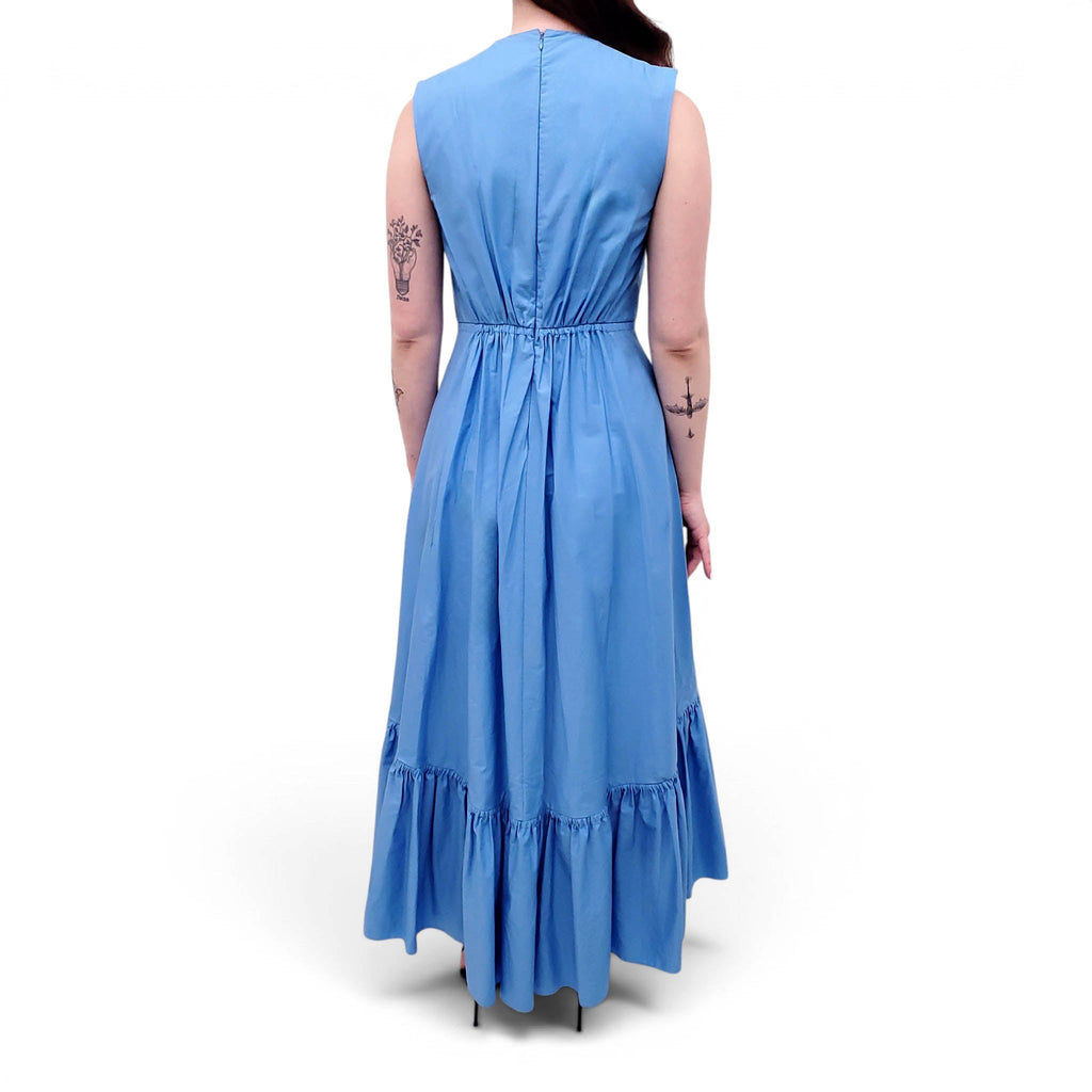 ROKSANDA COTTON PLEATED BLUE DRESS - SIZE 10