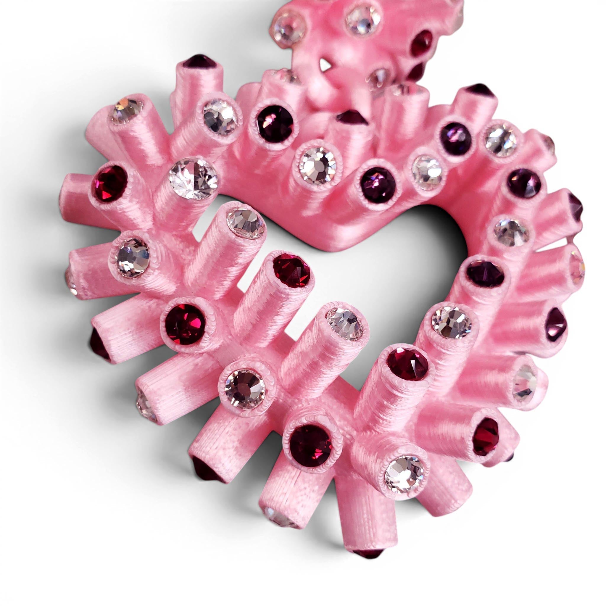 ROUSSEY PINK CRYSTAL HEART EARRINGS