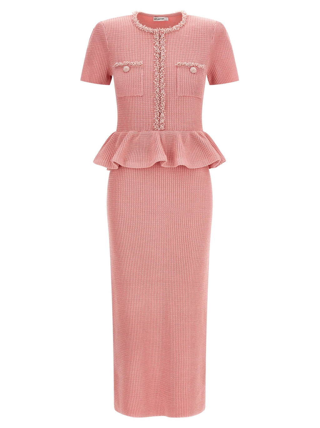 Self Portrait Women 'Pink Peplum Knit Midi' Dress