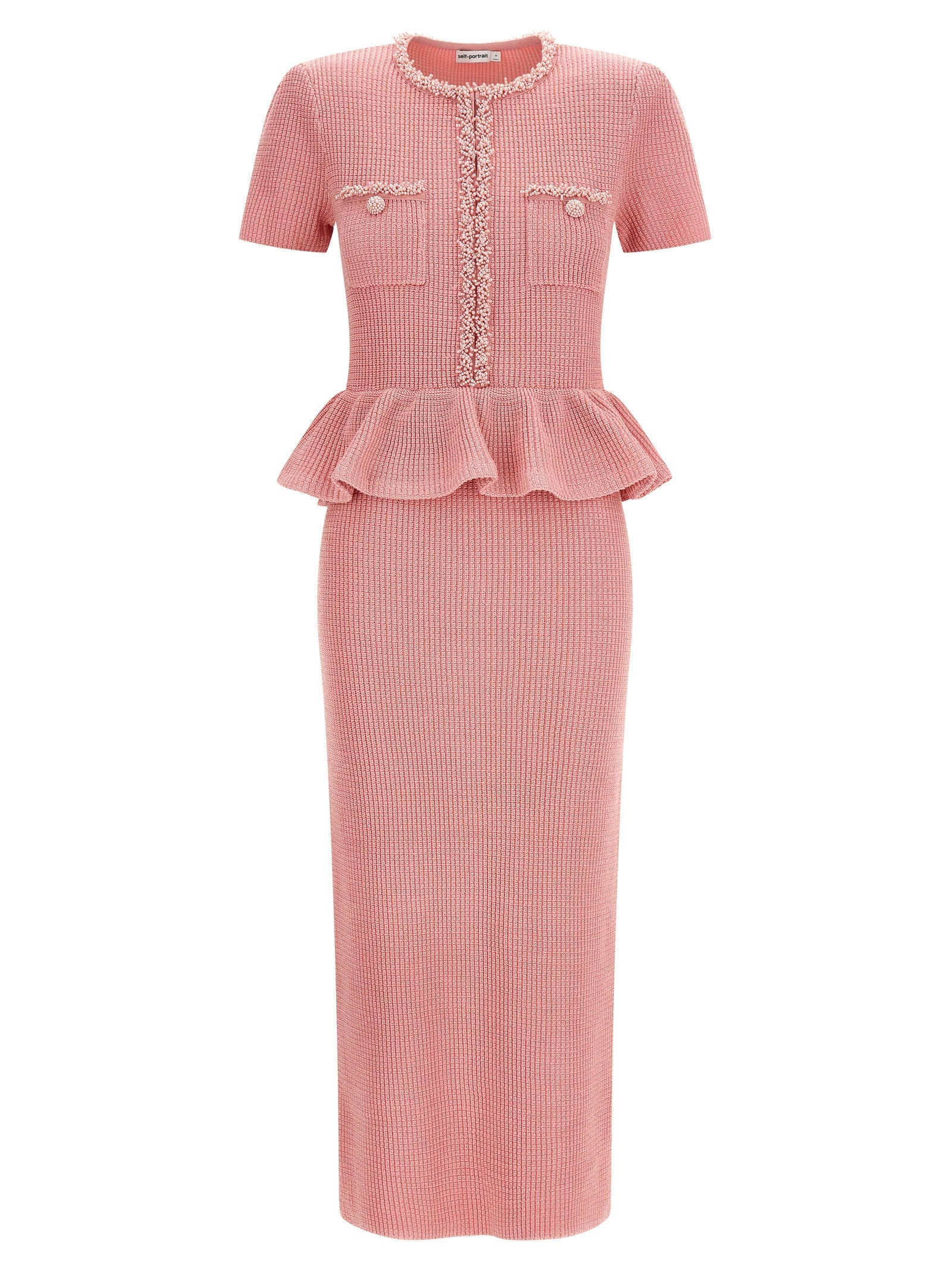Self Portrait Women 'Pink Peplum Knit Midi' Dress