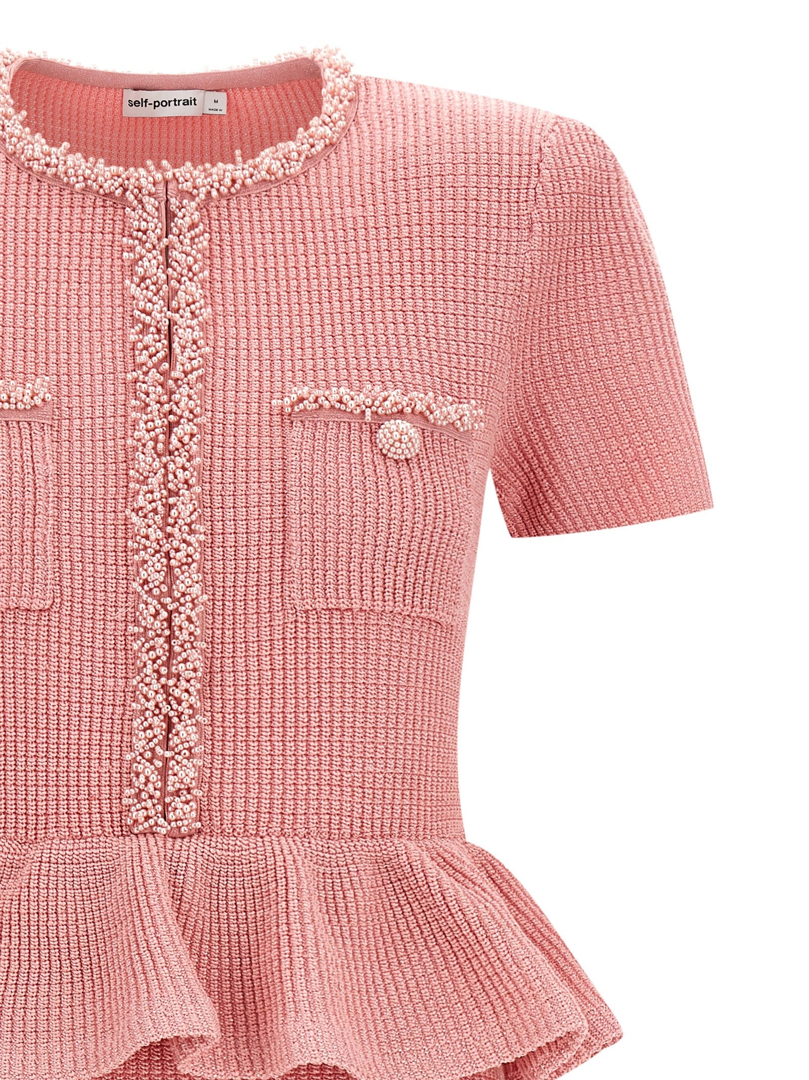 Self Portrait Women 'Pink Peplum Knit Midi' Dress