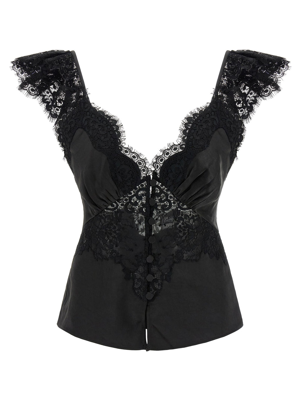 Self Portrait Women 'Black Satin Lace' Top
