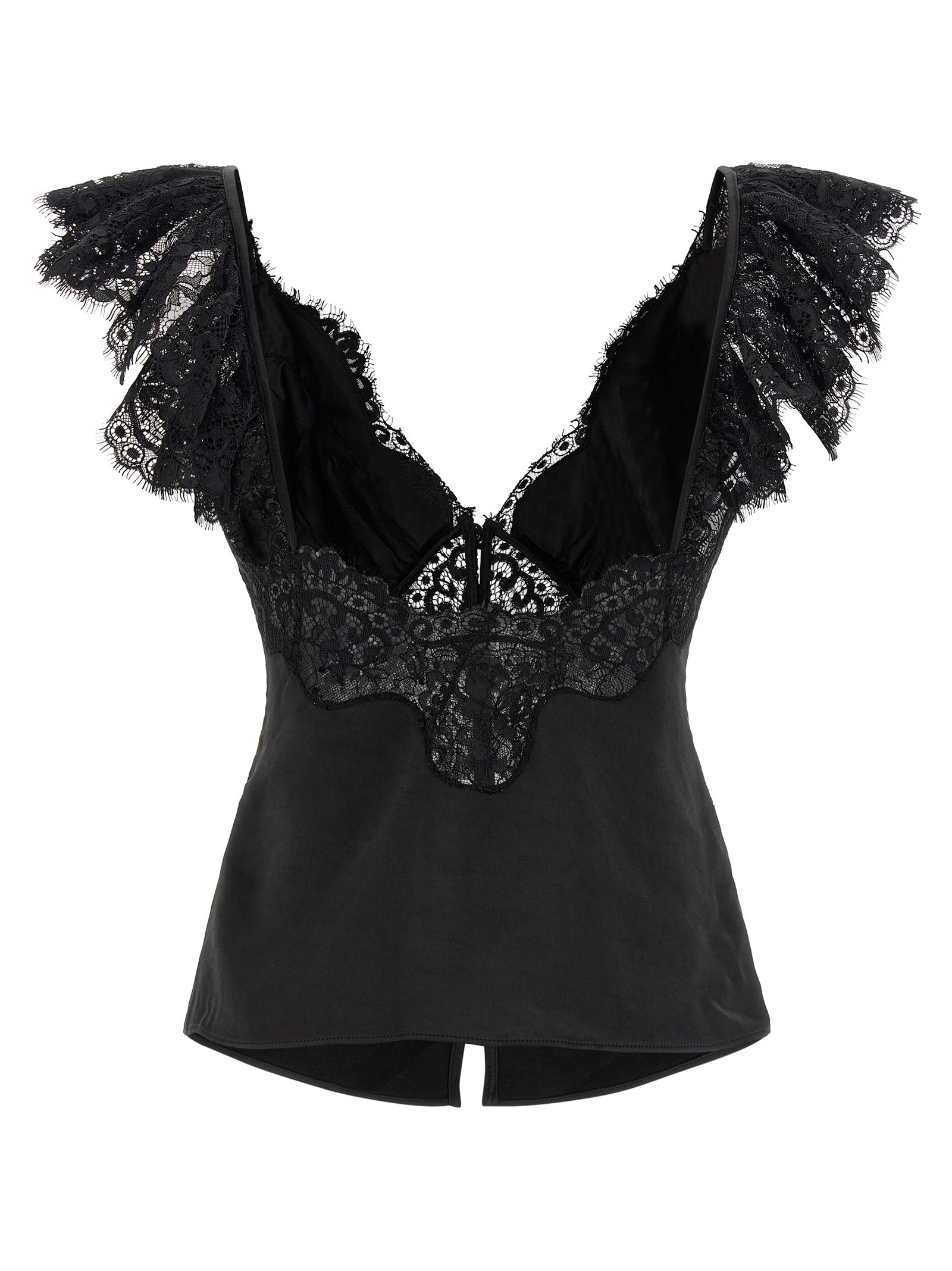 Self Portrait Women 'Black Satin Lace' Top