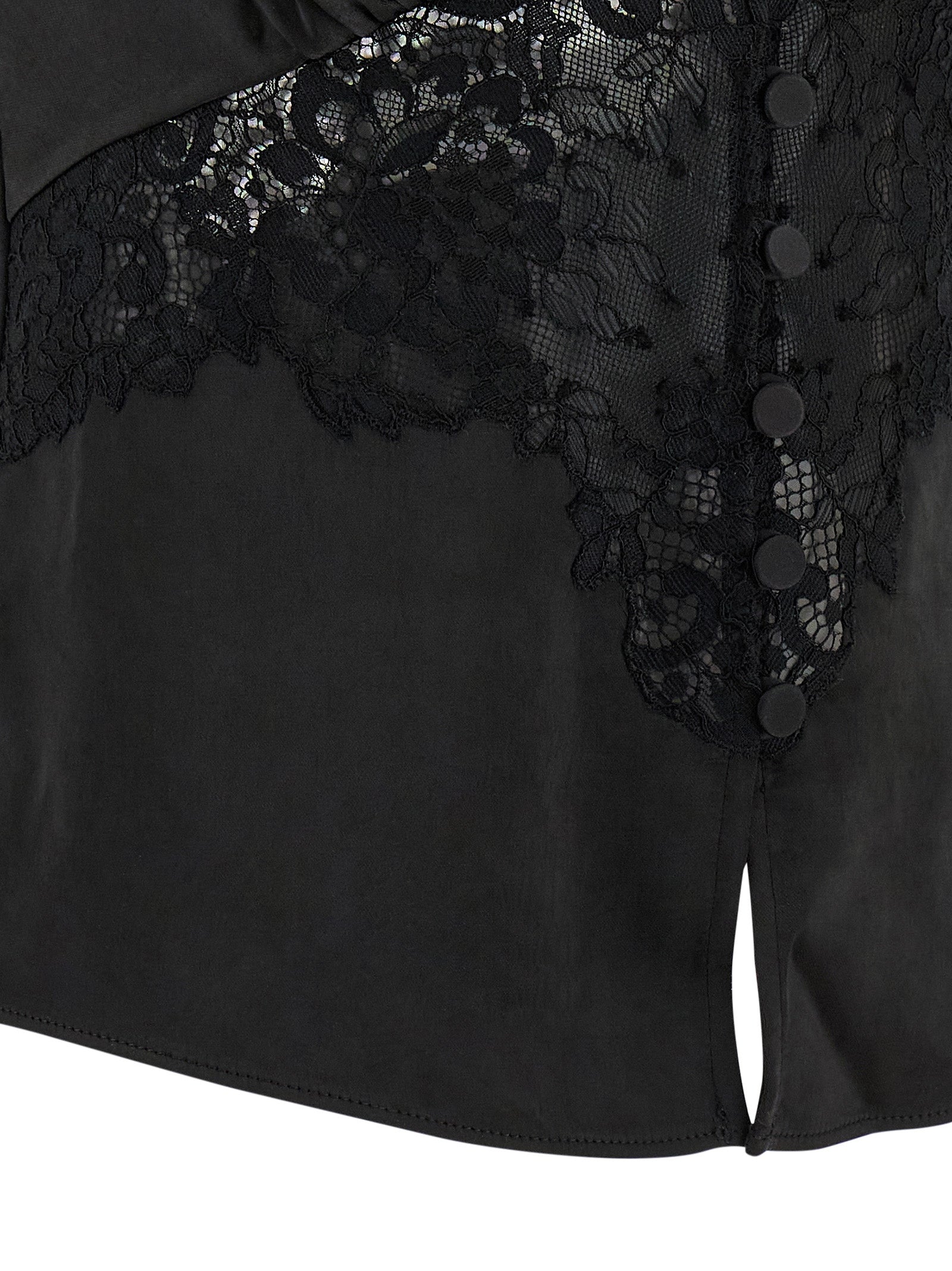 Self Portrait Women 'Black Satin Lace' Top