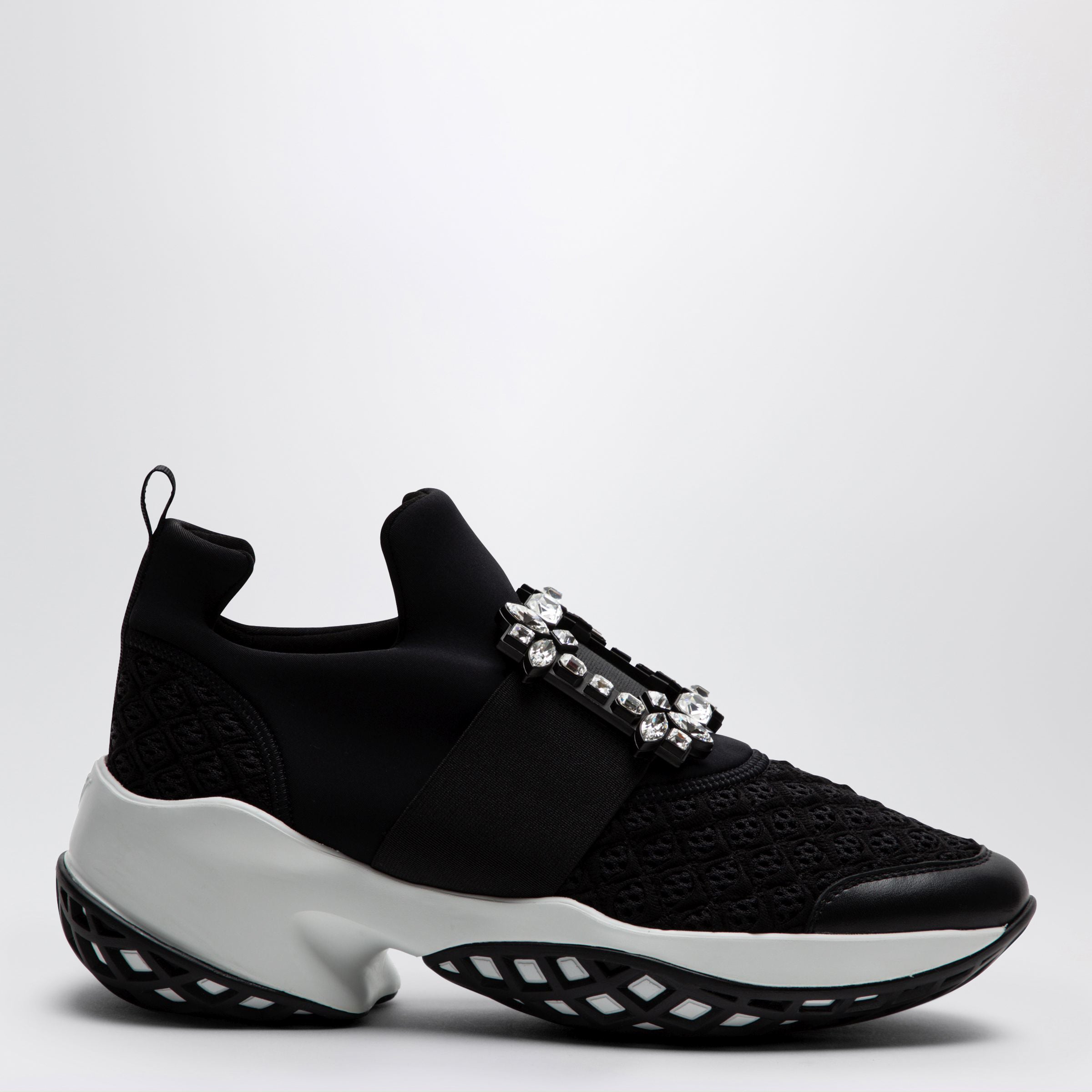Roger Vivier Black Viv Run Strass Buckle Sneakers Women