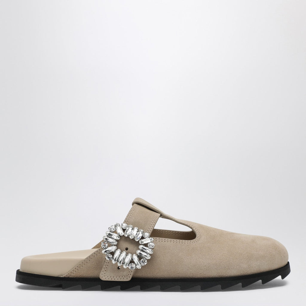 Roger Vivier Slidy Viv Mules In Suede Beige Women