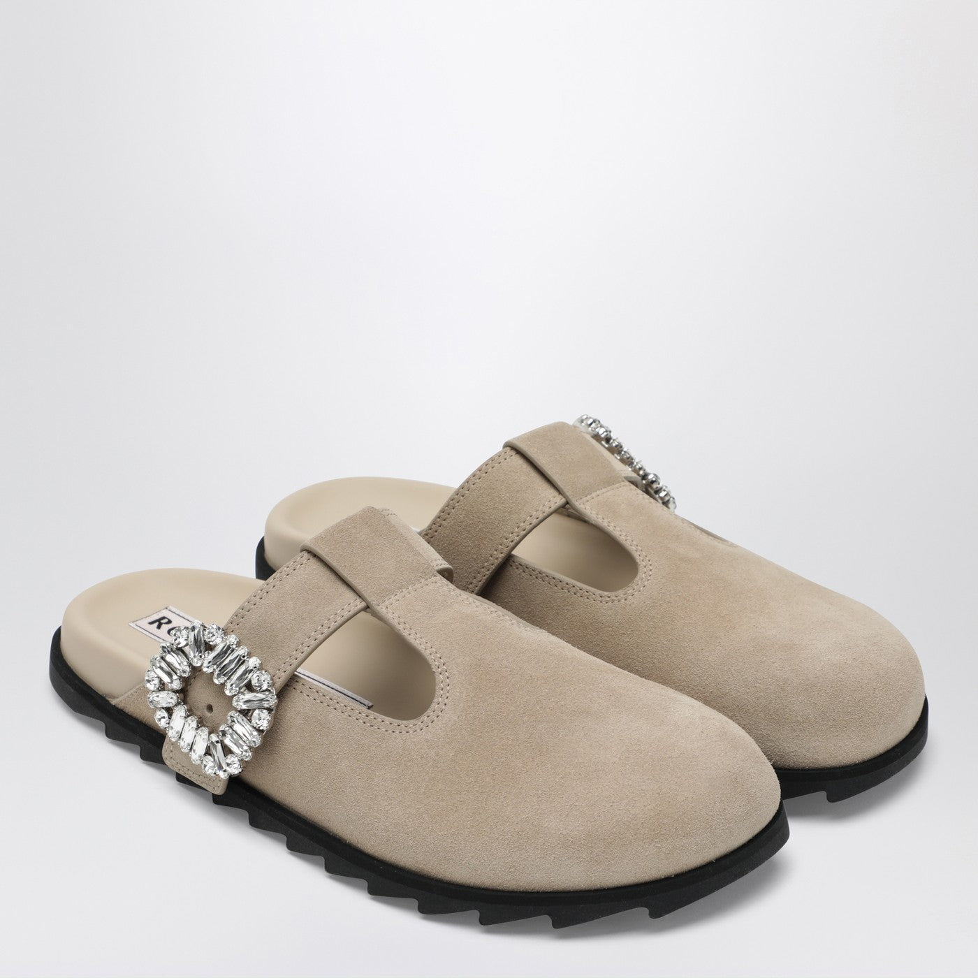 Roger Vivier Slidy Viv Mules In Suede Beige Women