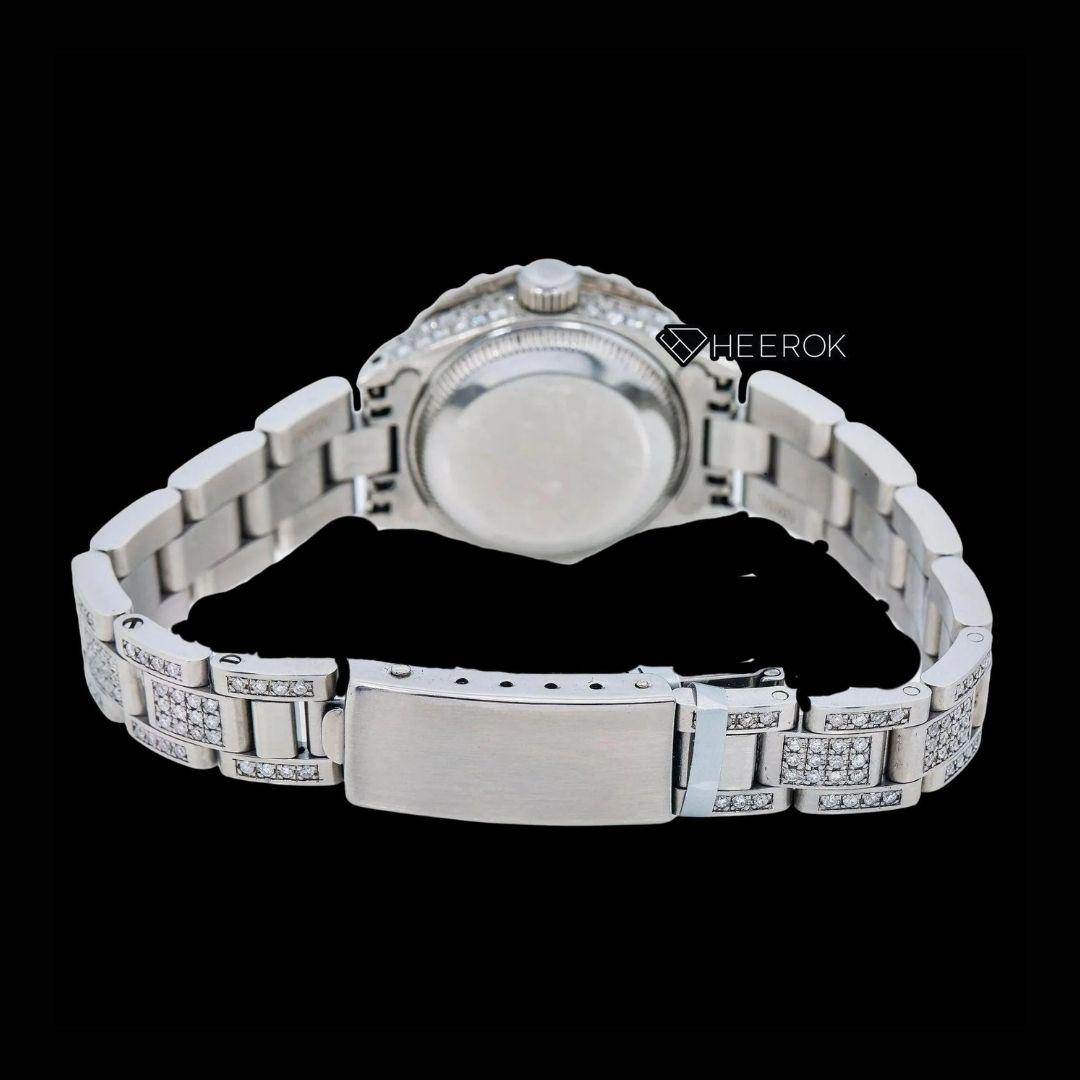 Rolex Datejust Diamond Markers Pink Mother of Pearl Dial Large Diamond Bezel Moissanite Diamond Oyster Bracelet For Women