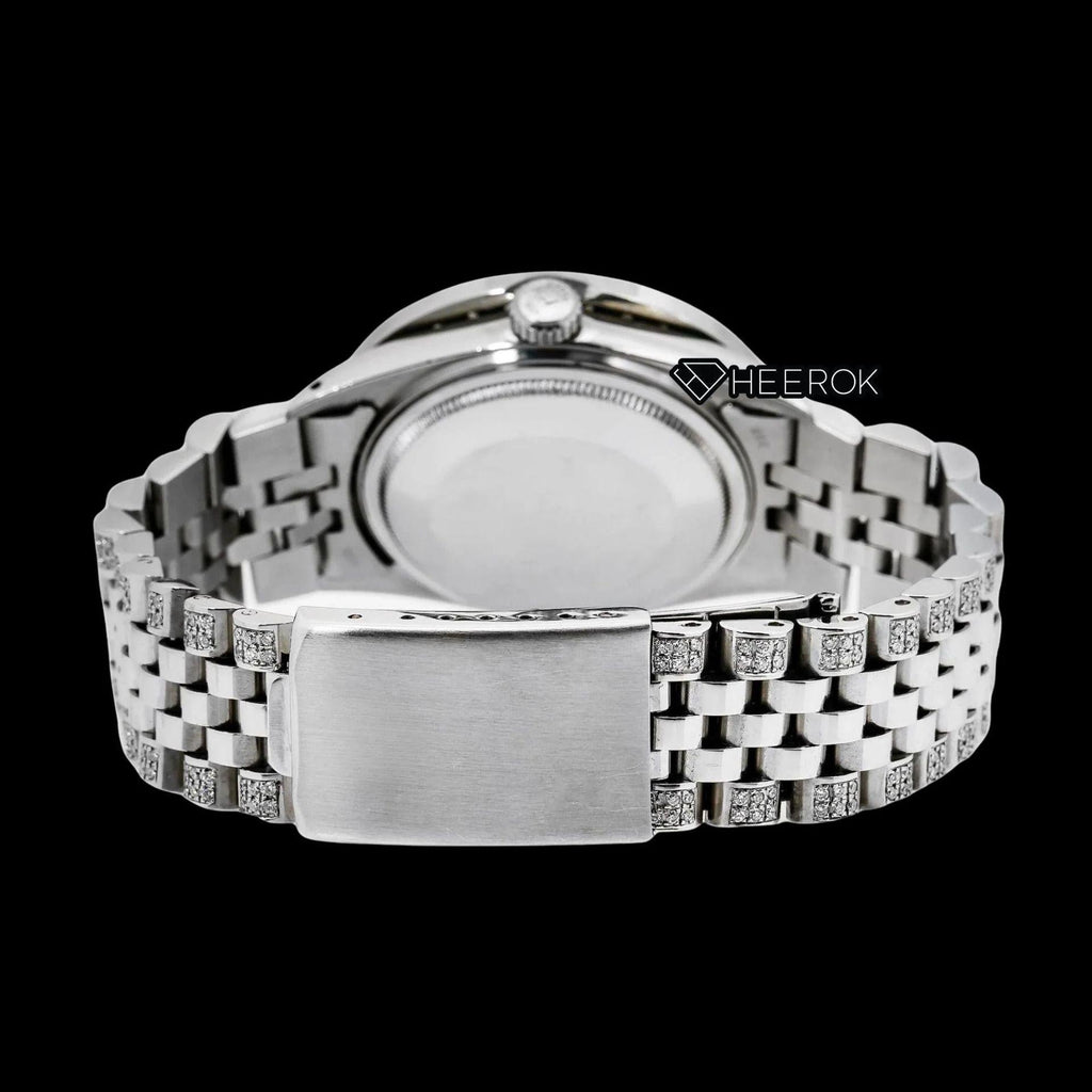 Rolex Datejust Mother of Pearl Dial Diamond Markers Diamond Bezel Semi Iced Moissanite Diamond Jubilee Bracelet For Women