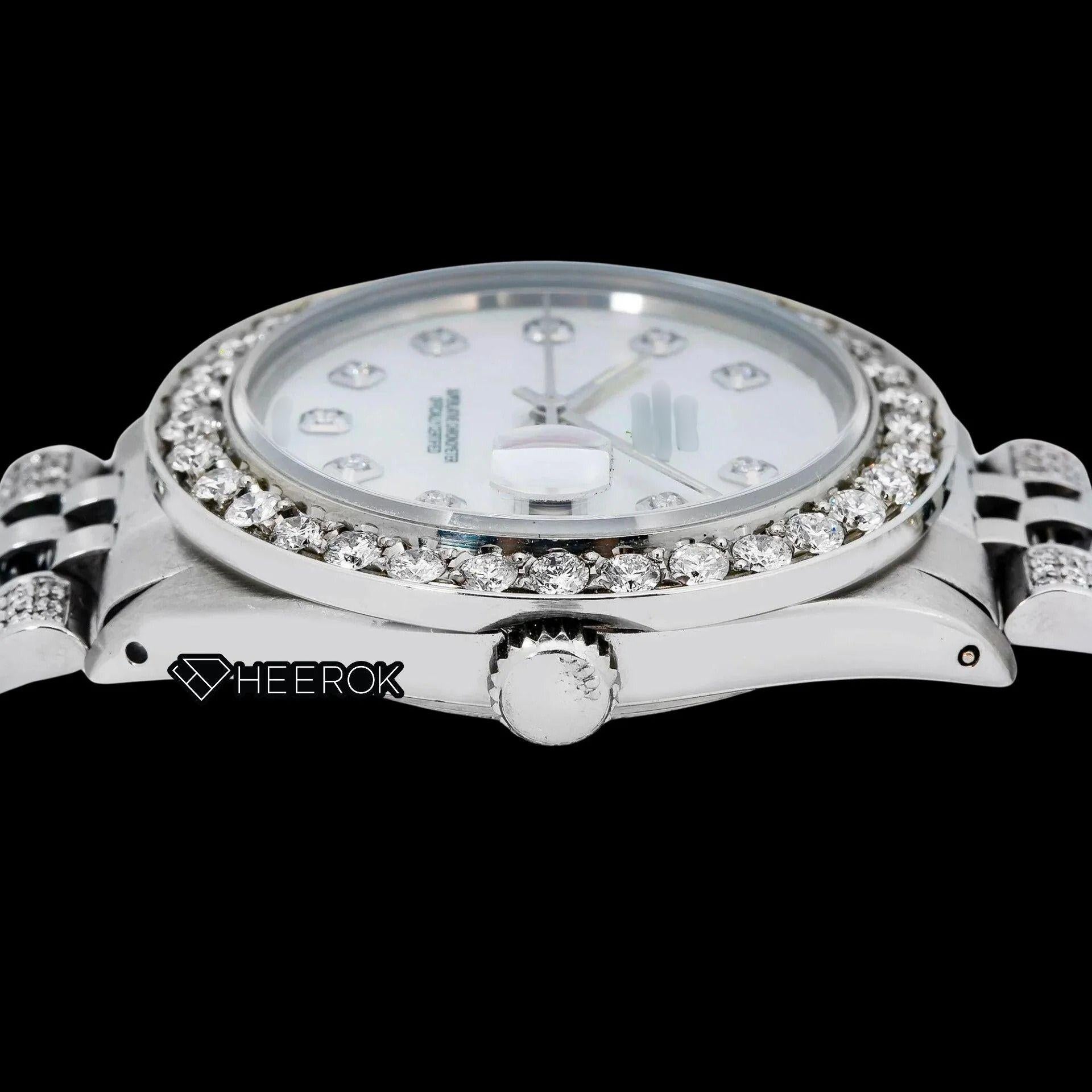 Rolex Datejust Mother of Pearl Dial Diamond Markers Diamond Bezel Semi Iced Moissanite Diamond Jubilee Bracelet For Women