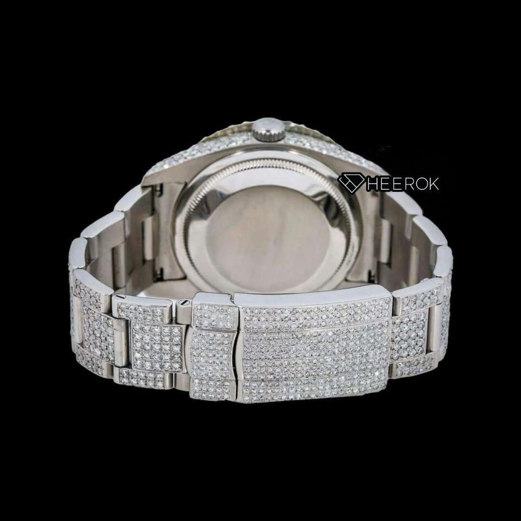 Rolex Datejust Purple Dial Roman Diamond Markers Diamond Bezel Fully Iced Moissanite Diamond Oyster Bracelet
