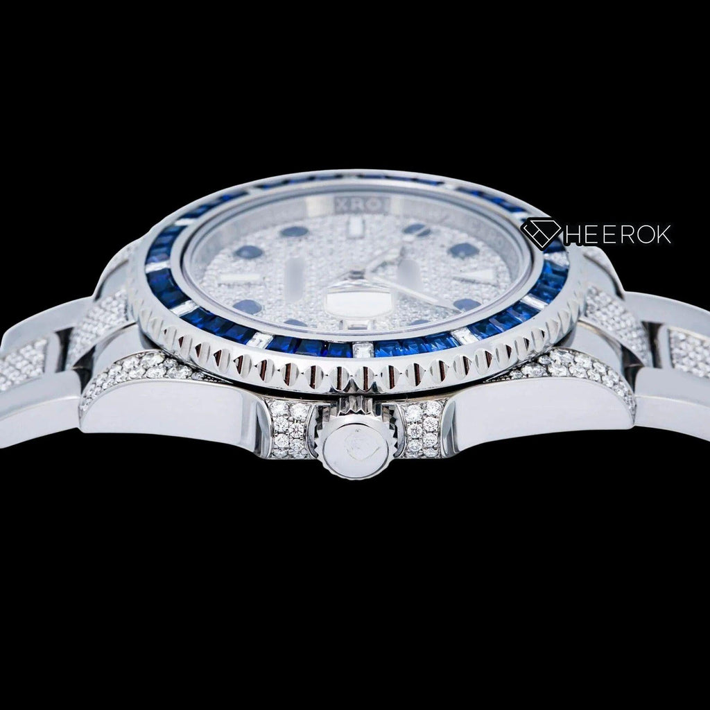 Rolex Submariner Diamond Paved Dial Diamond Markers Diamond Bezel Semi Iced Moissanite Diamond Oyster Bracelet Watch