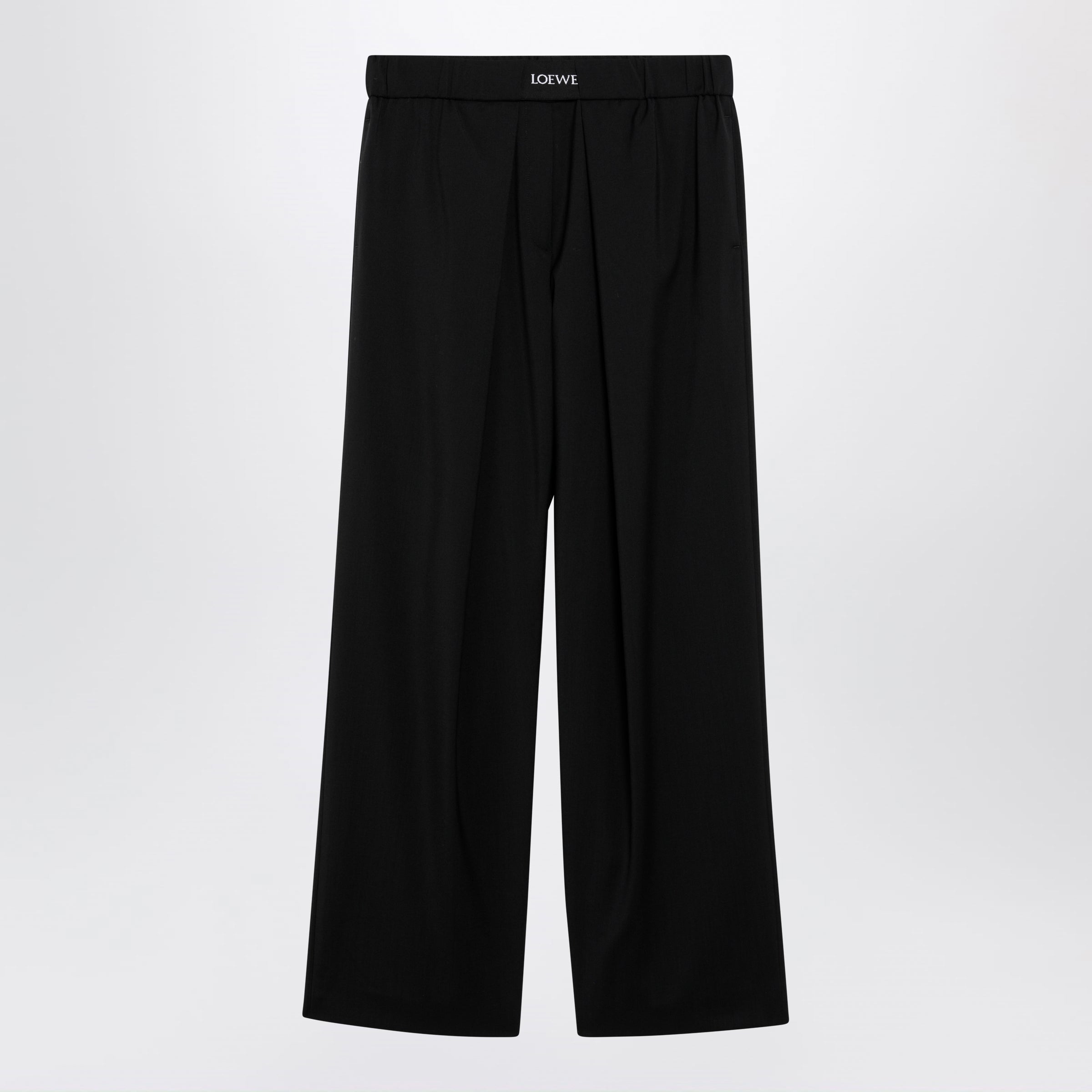 Loewe Elasticated Wool Trousers In Black Women