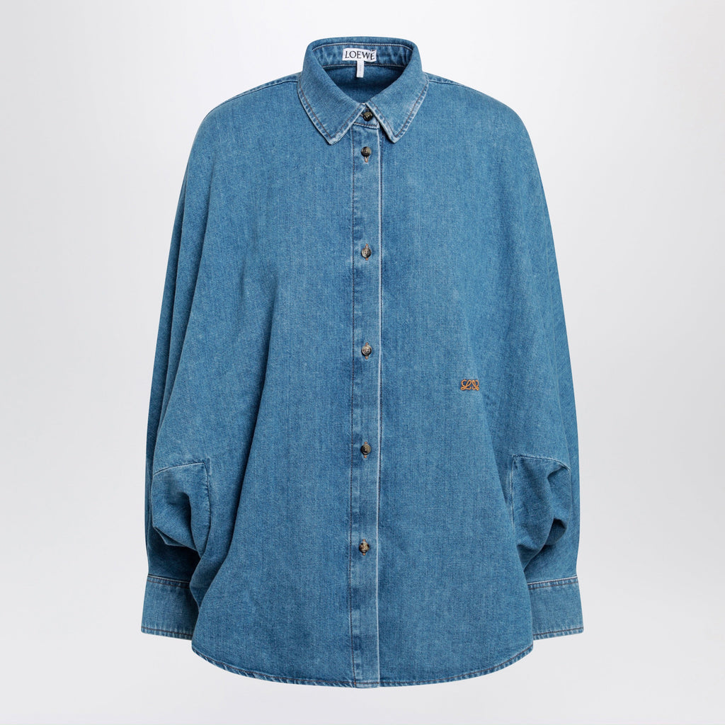 Loewe Light Blue Washed Cotton Denim Shirt Women
