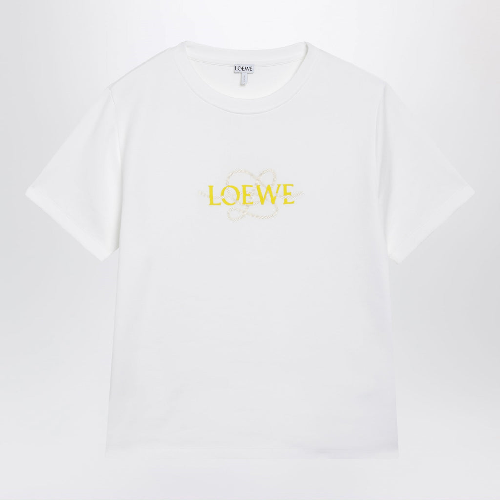 Loewe White Cotton T-Shirt With Embroidered Logo Women