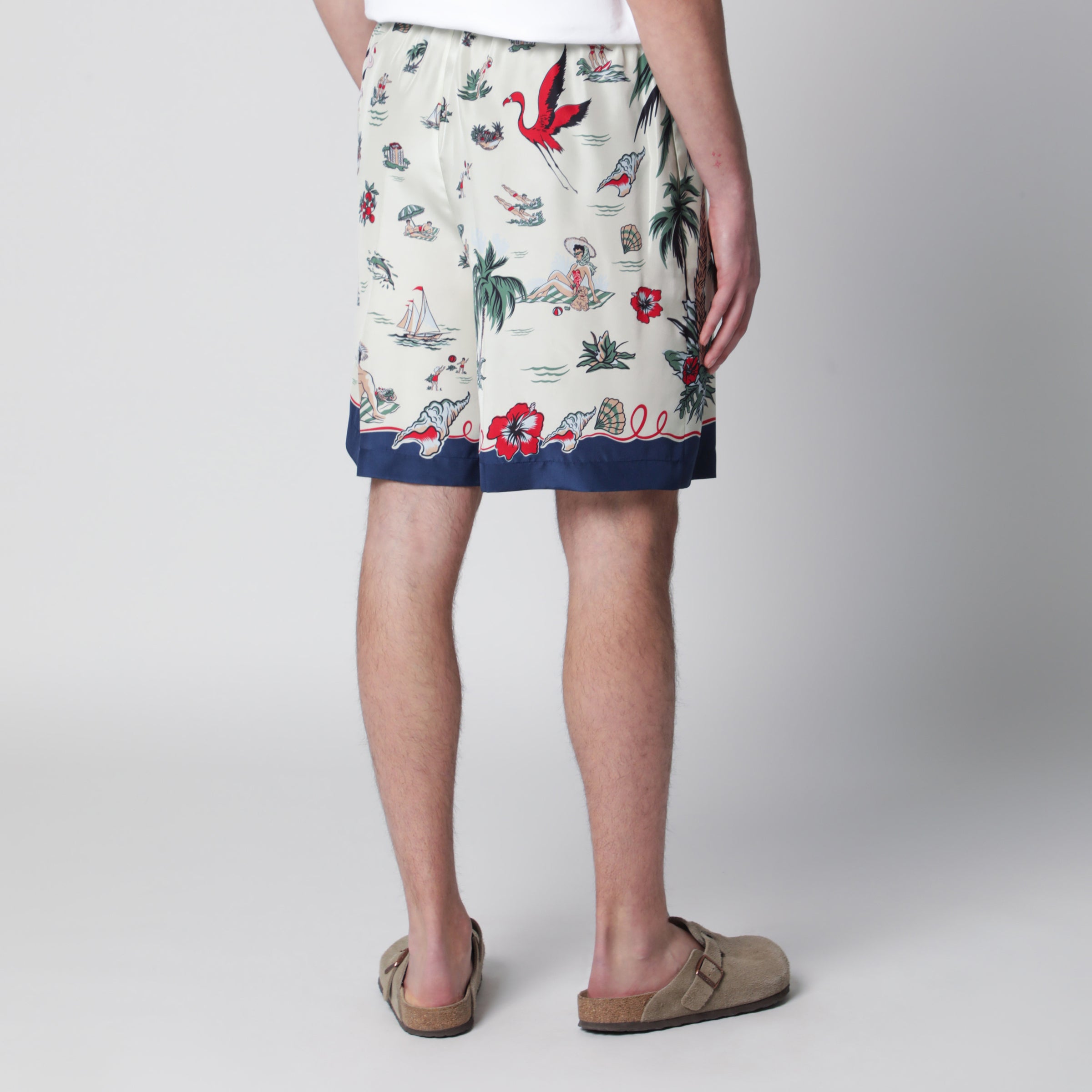 Dsquared2 Bermuda Shorts With Tropical Print In Silk Men