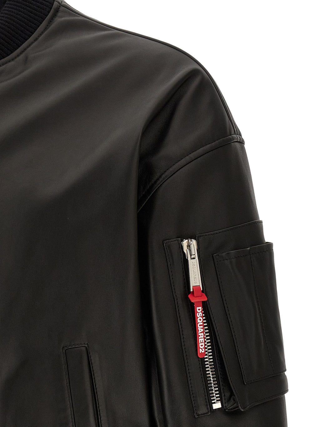 Dsquared2 Men Leather Bomber Jacket