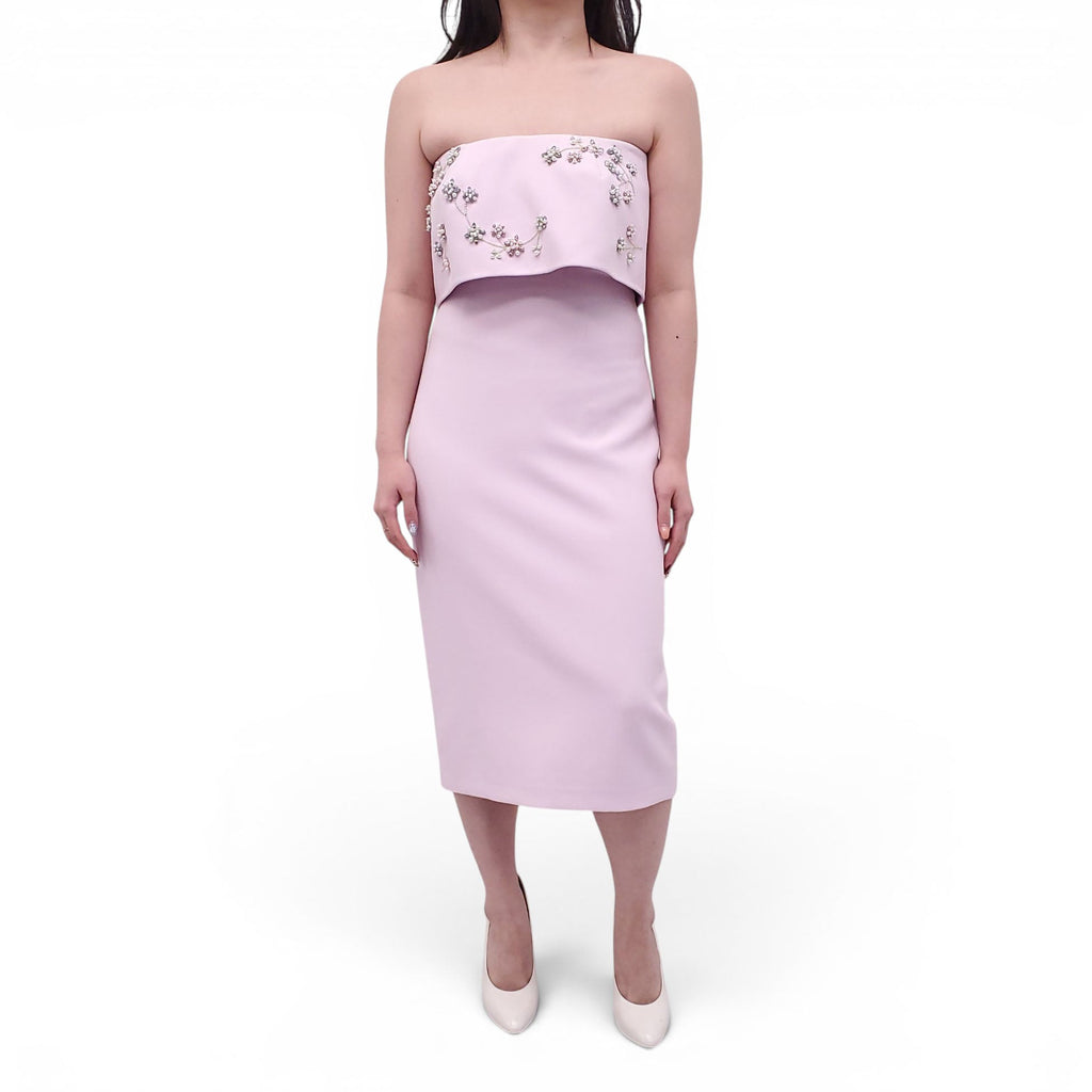 SAFIYAA LILAC MINI DRESS WITH BEADED FLORAL DETAIL - SIZE 6