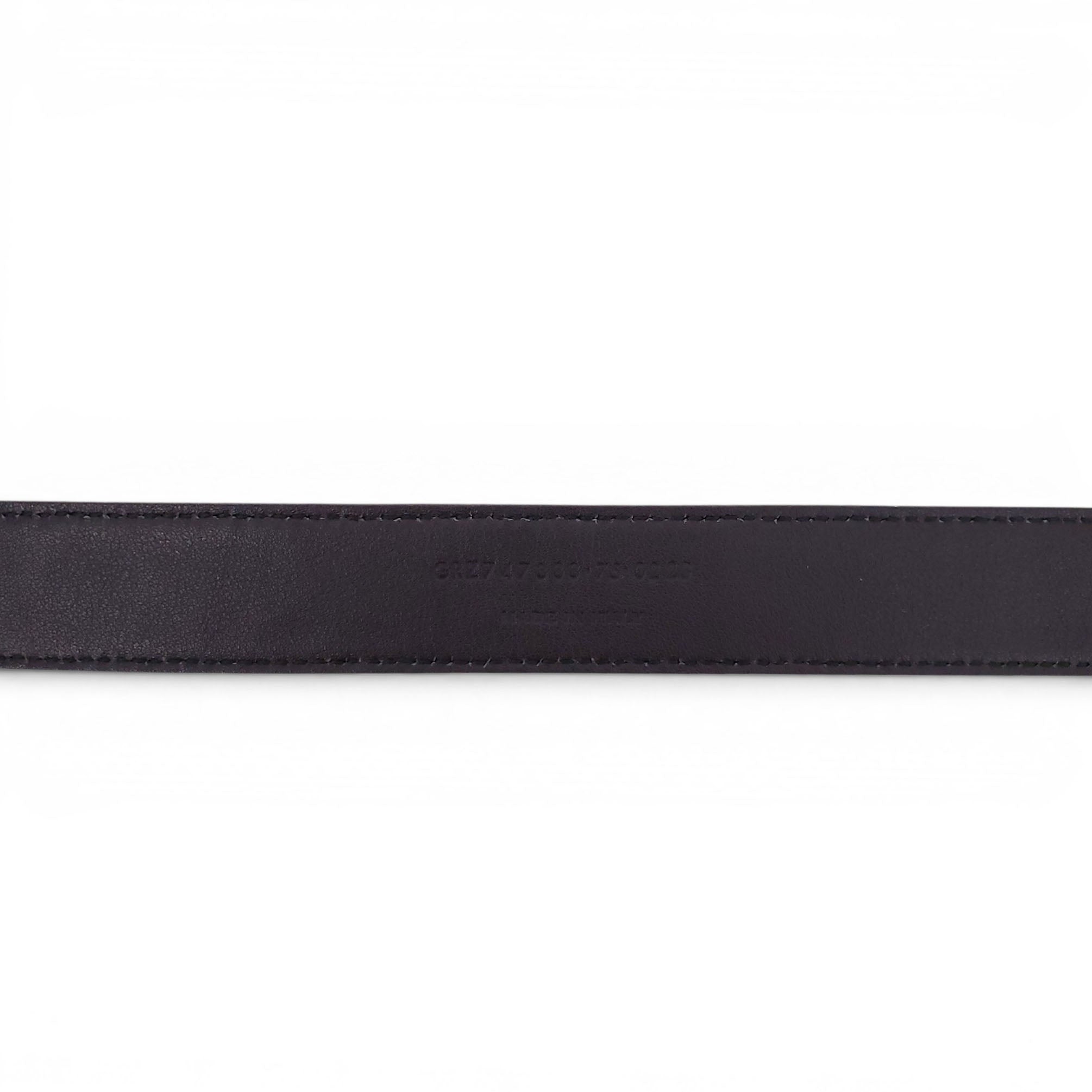 SAINT LAURENT BLACK CROC EMBOSSED BELT - SIZE 75