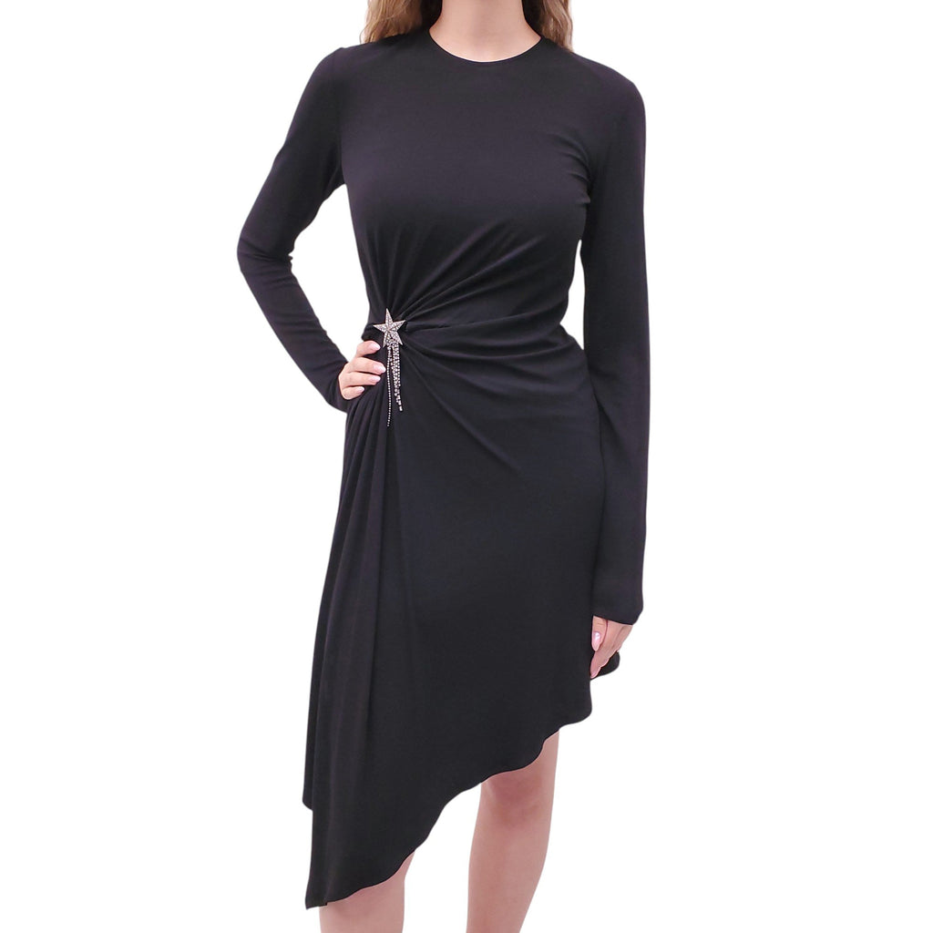 SAINT LAURENT BLACK DRESS WITH CRYSTAL STAR - SIZE 38