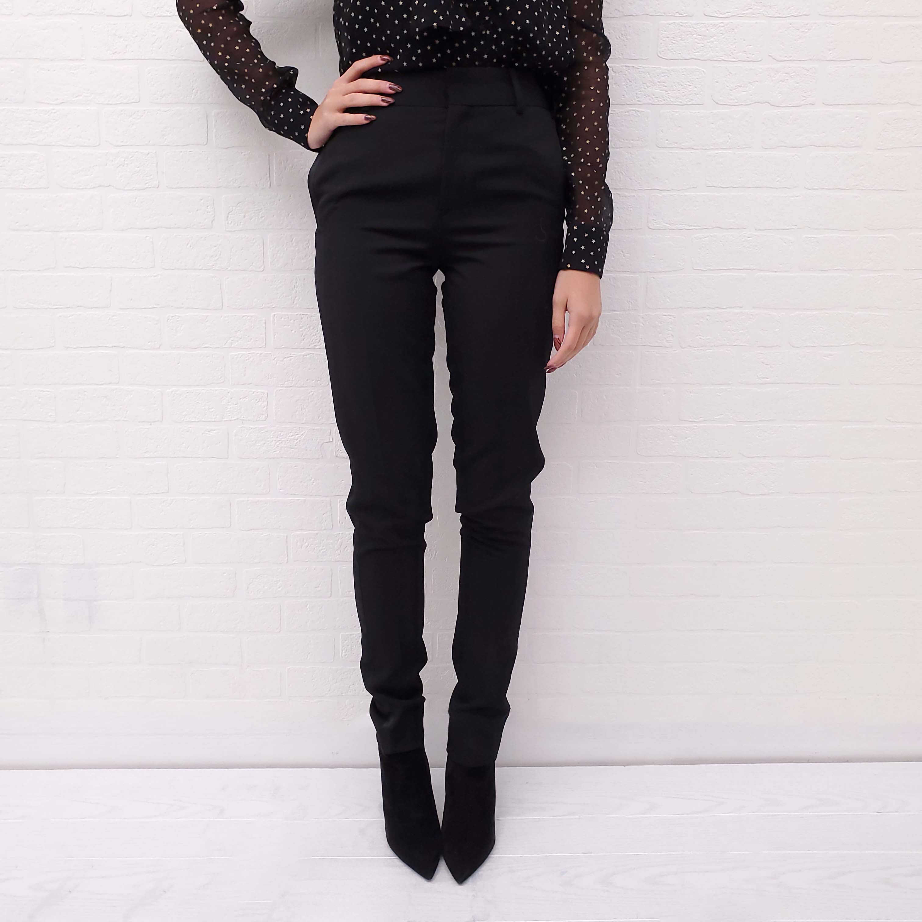 SAINT LAURENT BLACK TUXEDO PANTS - SIZE 34