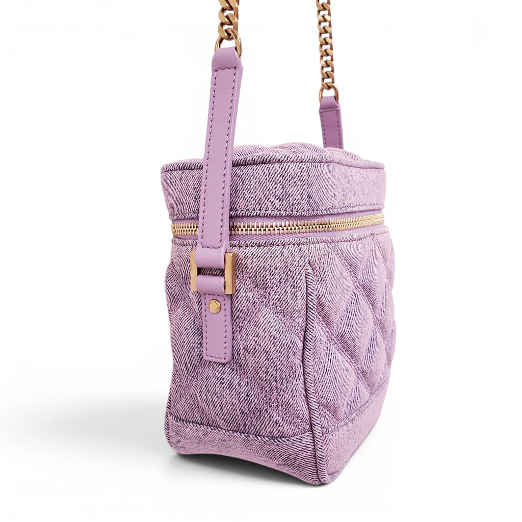 SAINT LAURENT LILAC DENIM VANITY BAG