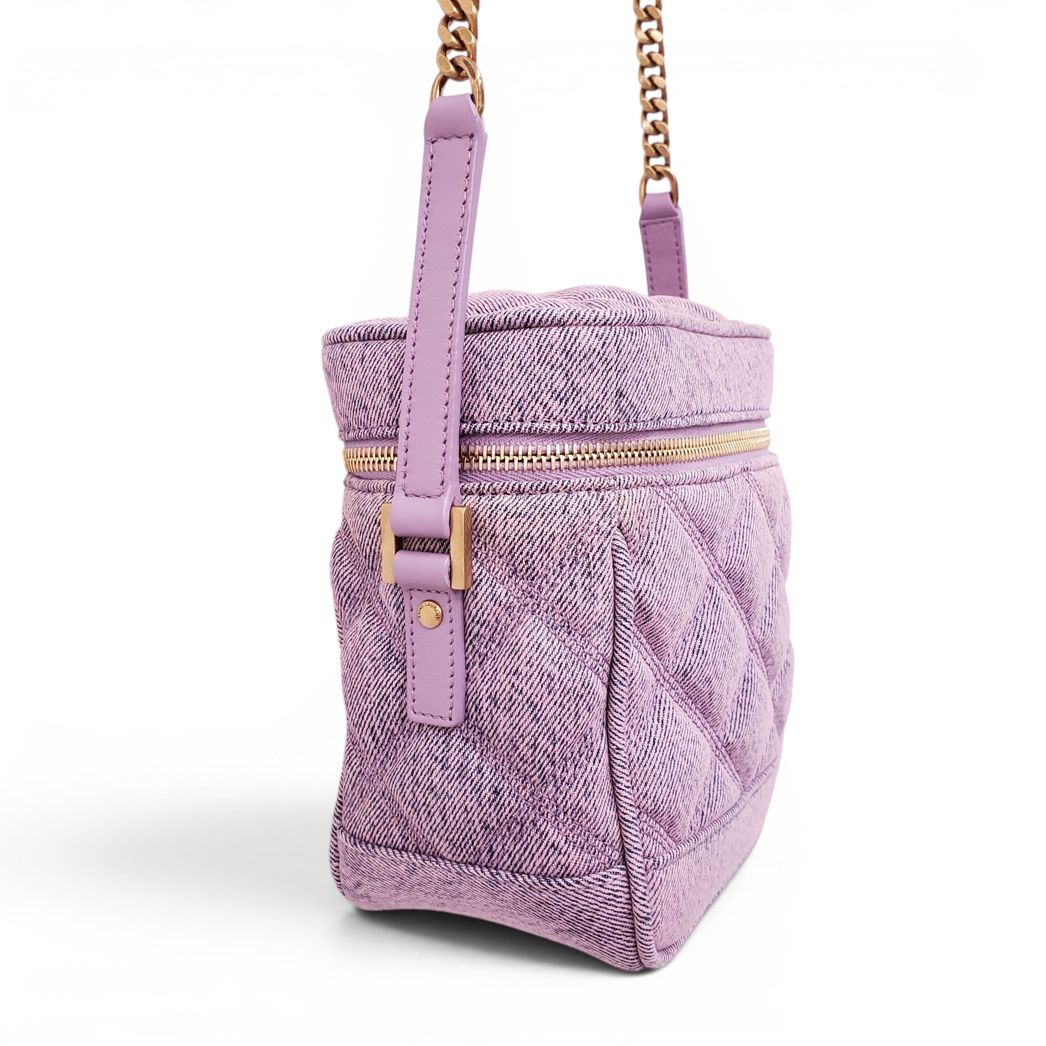 SAINT LAURENT LILAC DENIM VANITY BAG