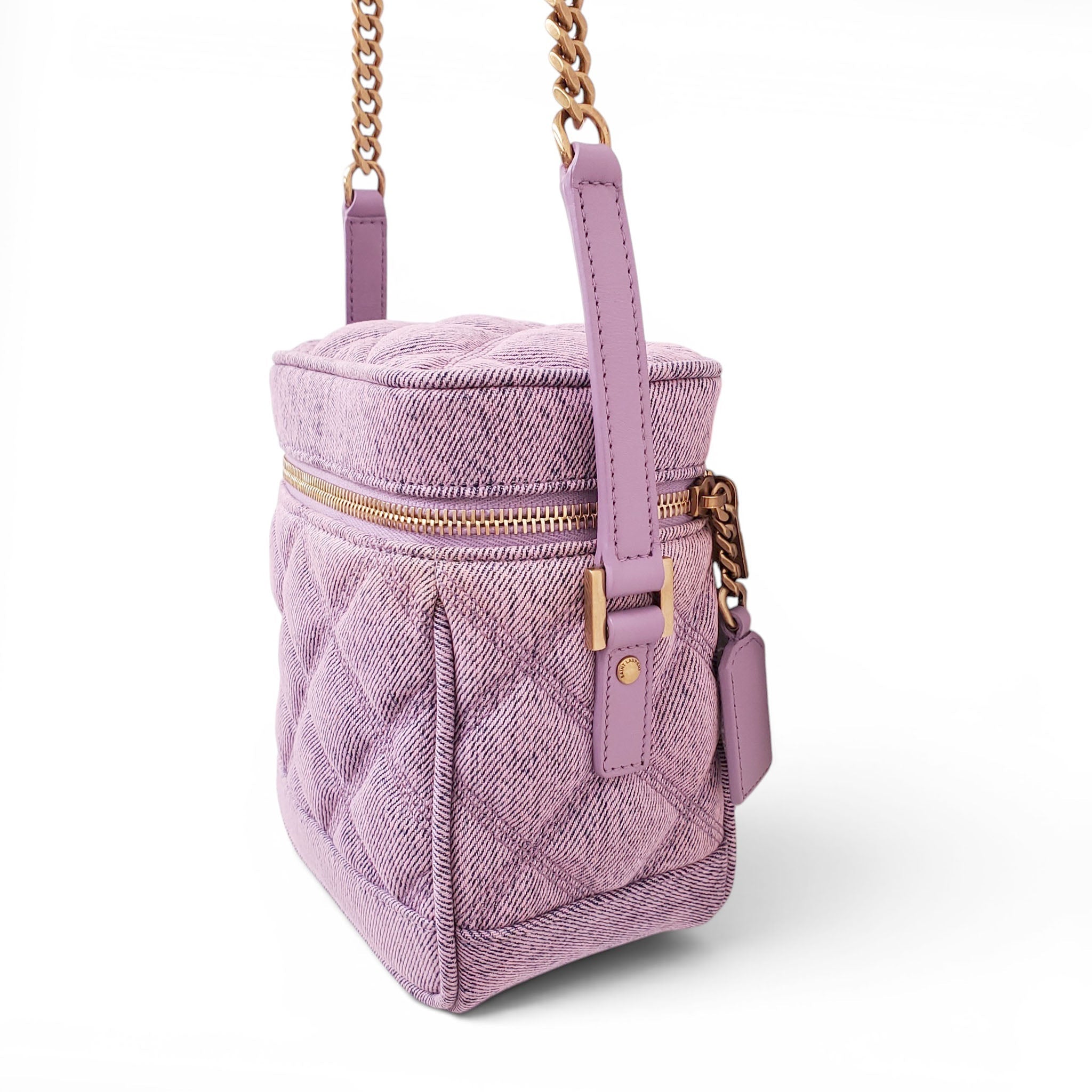 SAINT LAURENT LILAC DENIM VANITY BAG