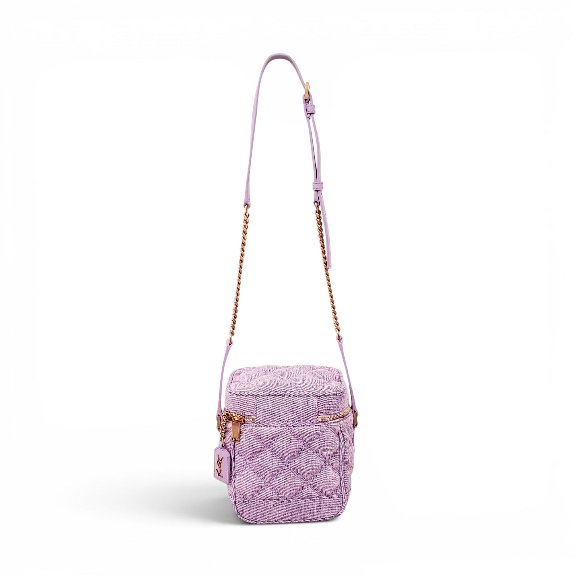 SAINT LAURENT LILAC DENIM VANITY BAG
