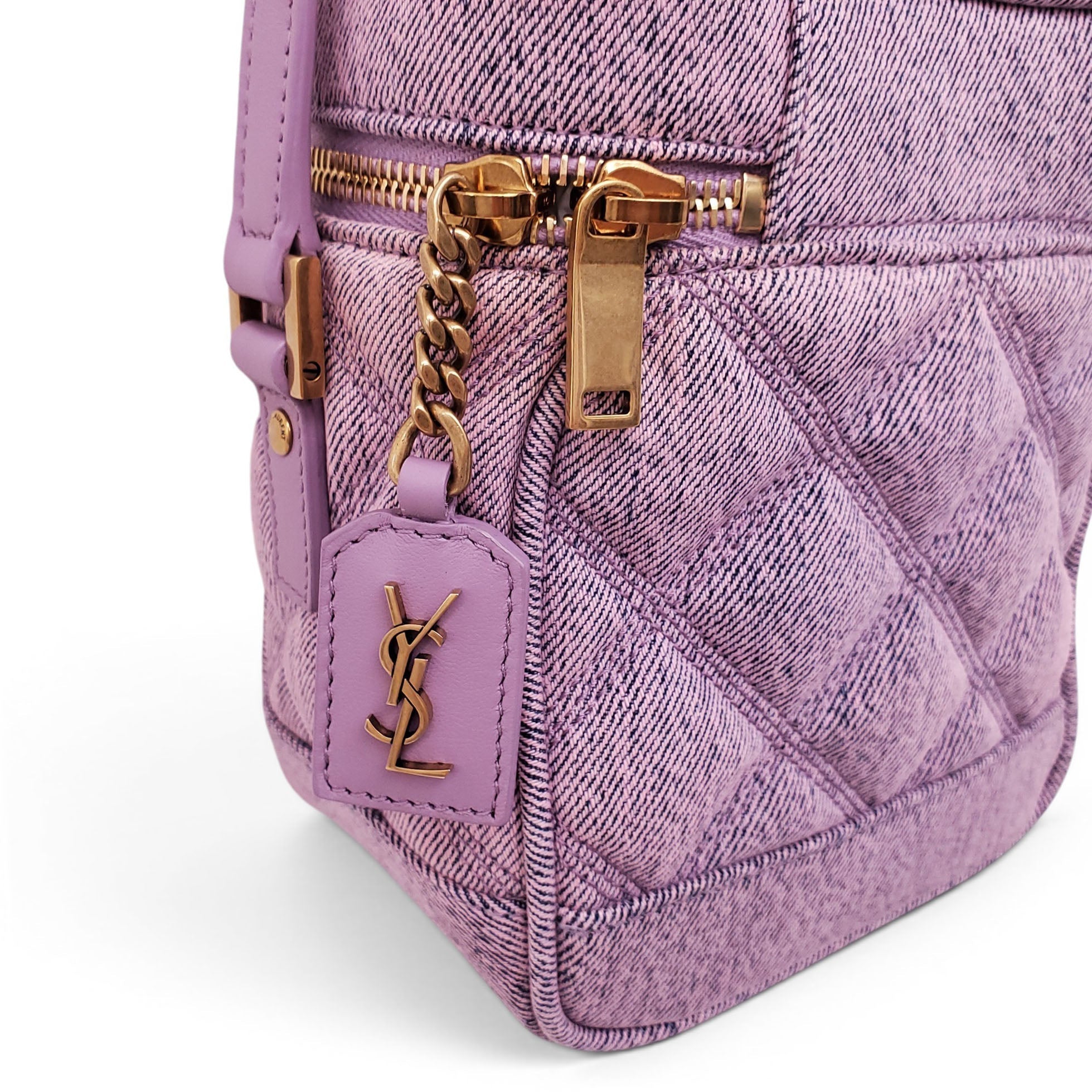 SAINT LAURENT LILAC DENIM VANITY BAG