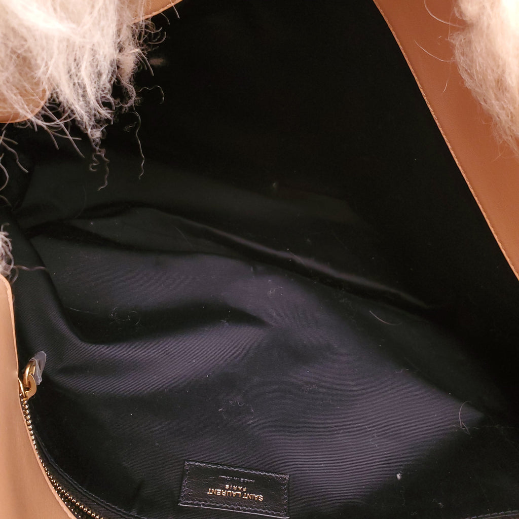 SAINT LAURENT NATURAL SHEARLING ENVELOPE SHOULDER BAG