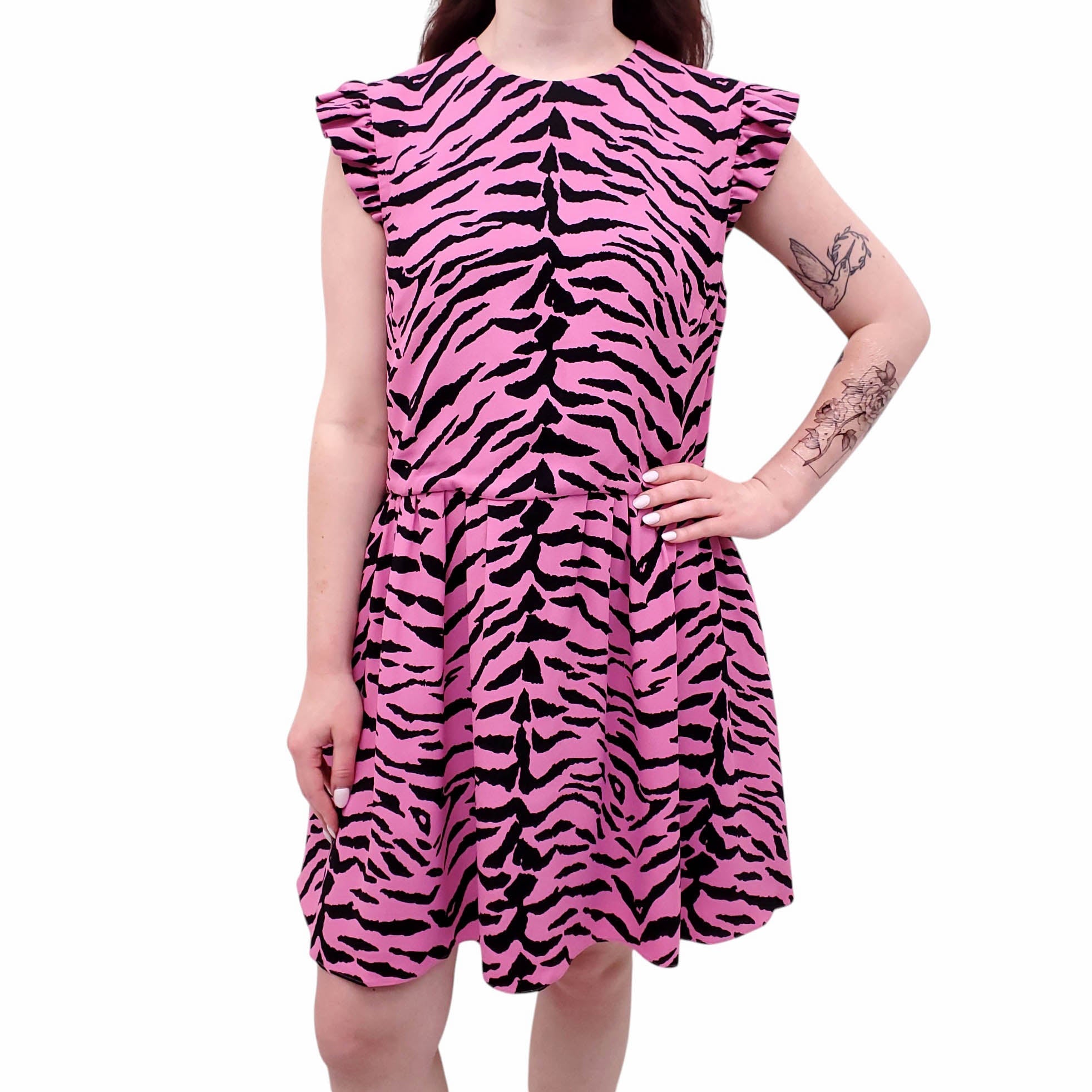 SAINT LAURENT PINK ZEBRA PRINT DRESS - SIZE 44