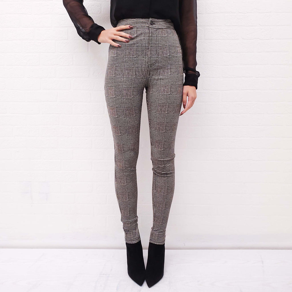 SAINT LAURENT PLAID STRETCH TROUSERS - SIZE 36