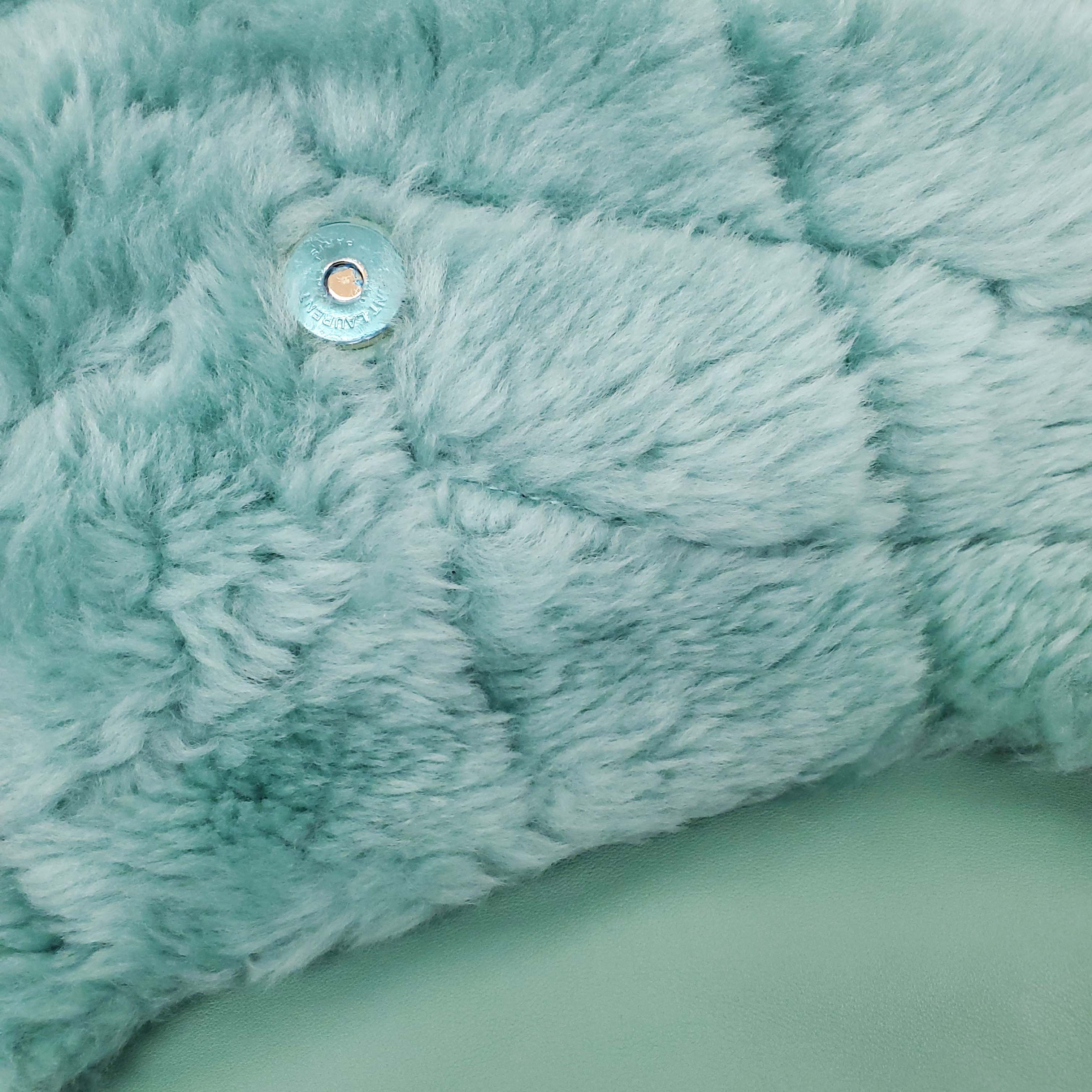 SAINT LAURENT SHEARLING MINT PUFFER BAG