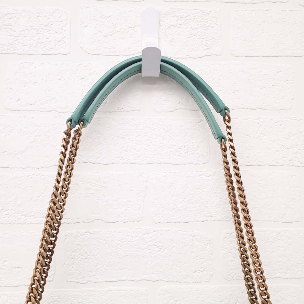 SAINT LAURENT SHEARLING MINT PUFFER BAG
