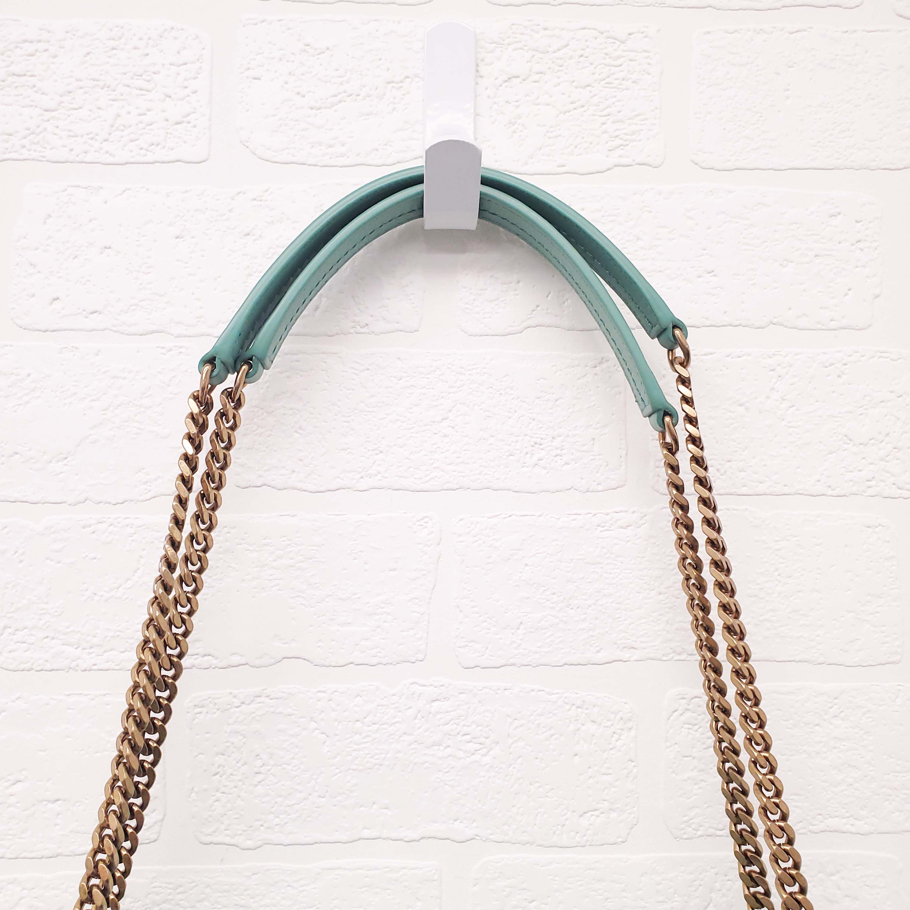 SAINT LAURENT SHEARLING MINT PUFFER BAG