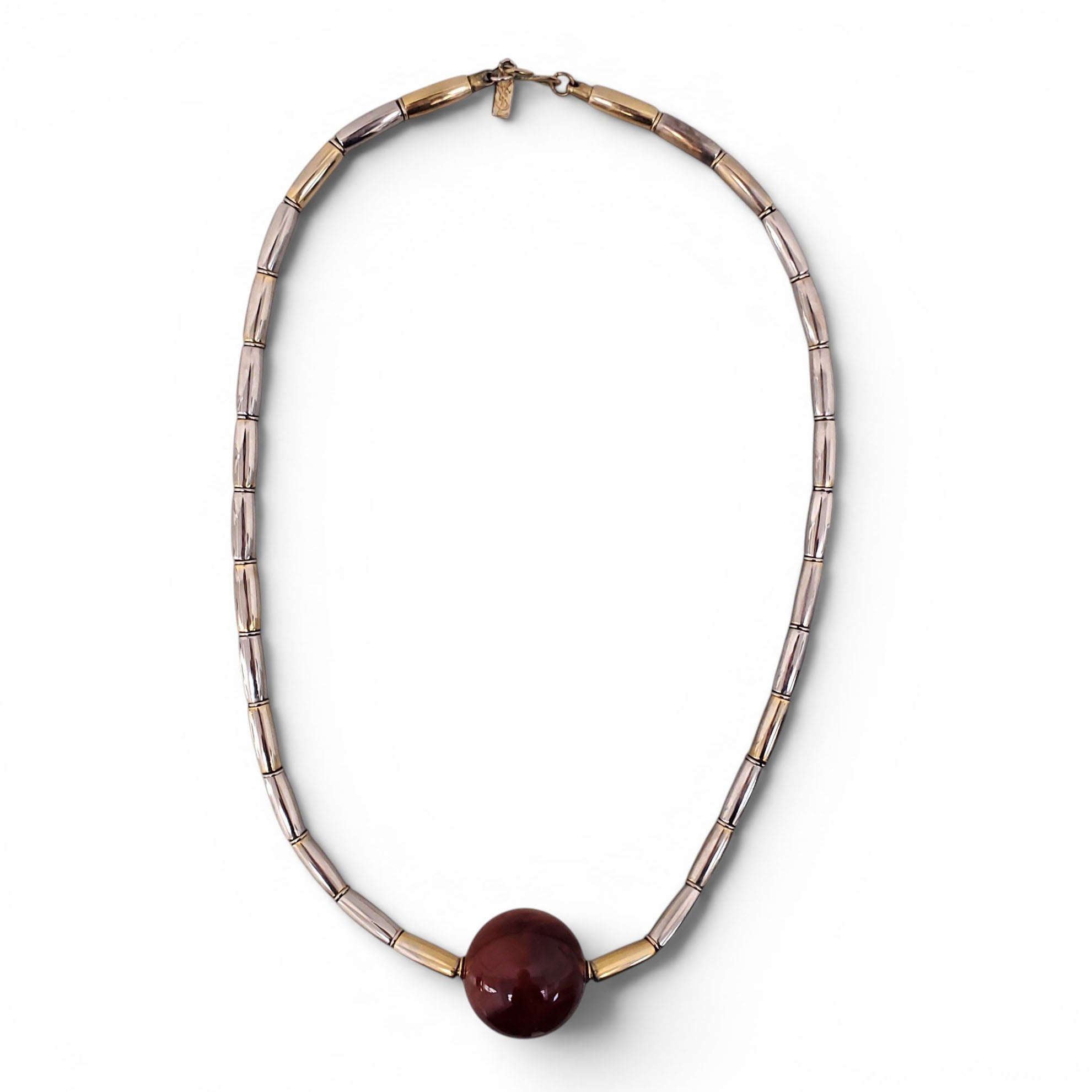 SAINT LAURENT VINTAGE NECKLACE WITH RED SPHERE DETAIL