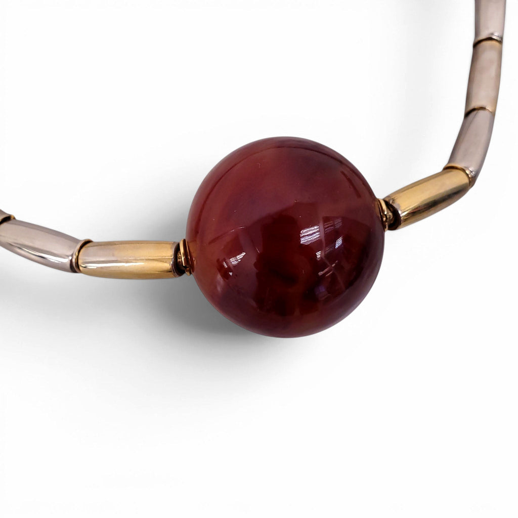 SAINT LAURENT VINTAGE NECKLACE WITH RED SPHERE DETAIL