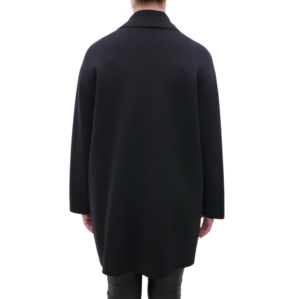 SALVATORE FERRAGAMO BLACK WOOL COAT WITH GOLD BUTTONS - SIZE L