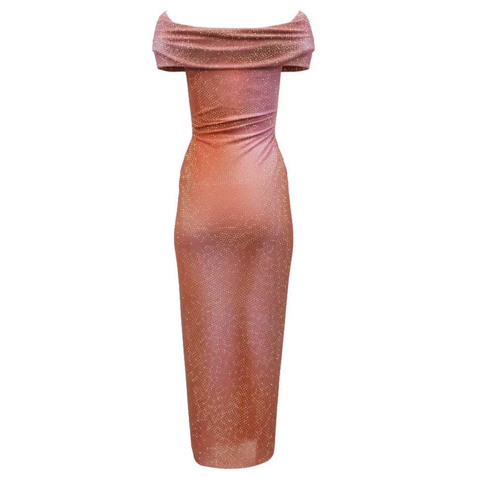 SELF-PORTRAIT STUDDED OMBRE CRYSTAL DRESS - SIZE 4