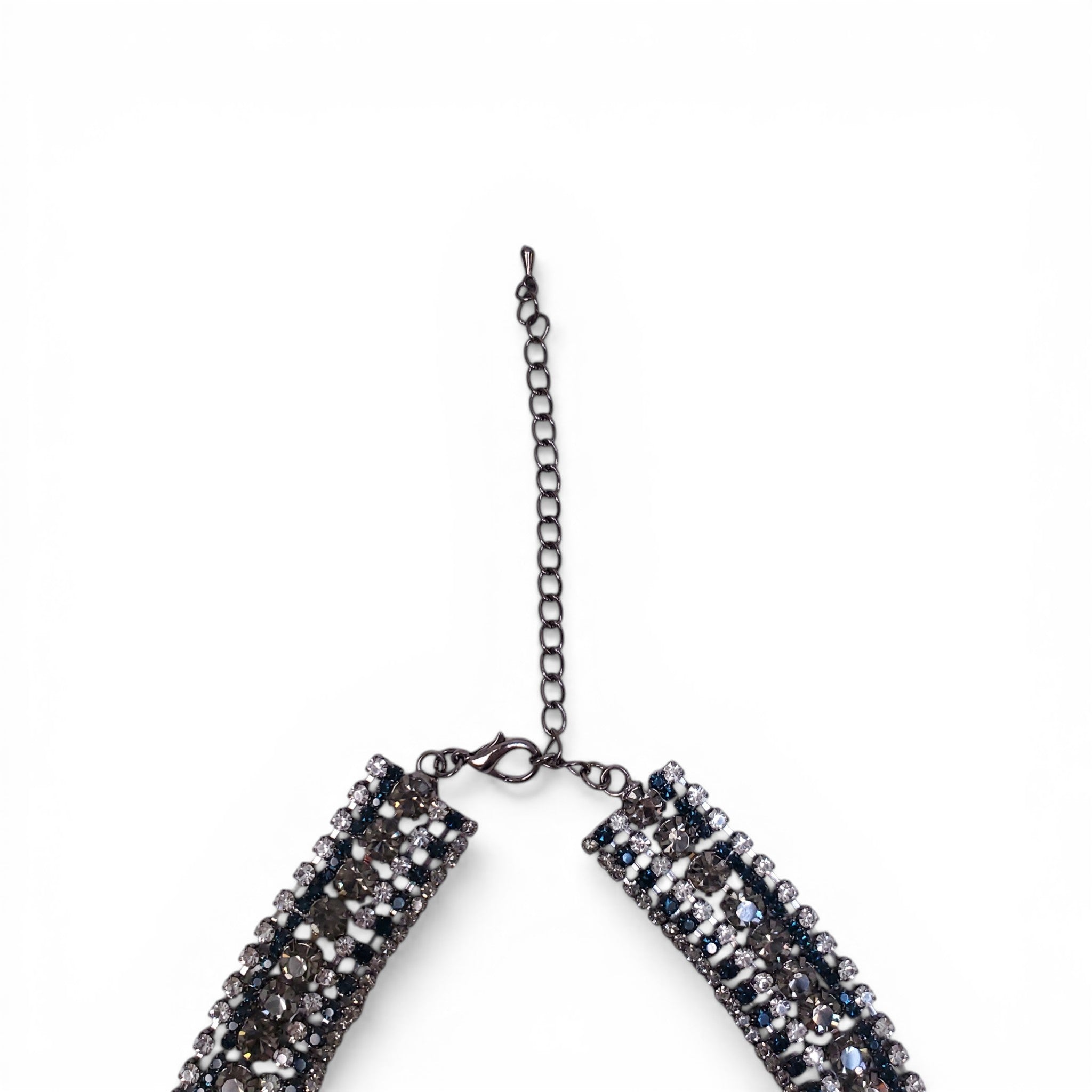 SILVER, GREY AND BLUE CRYSTAL NECKLACE