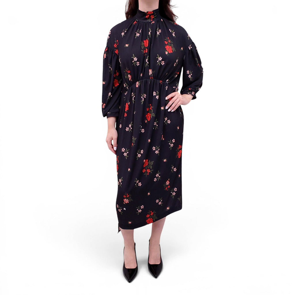 SIMONE ROCHA BLACK AND RED FLORAL DRESS - SIZE S