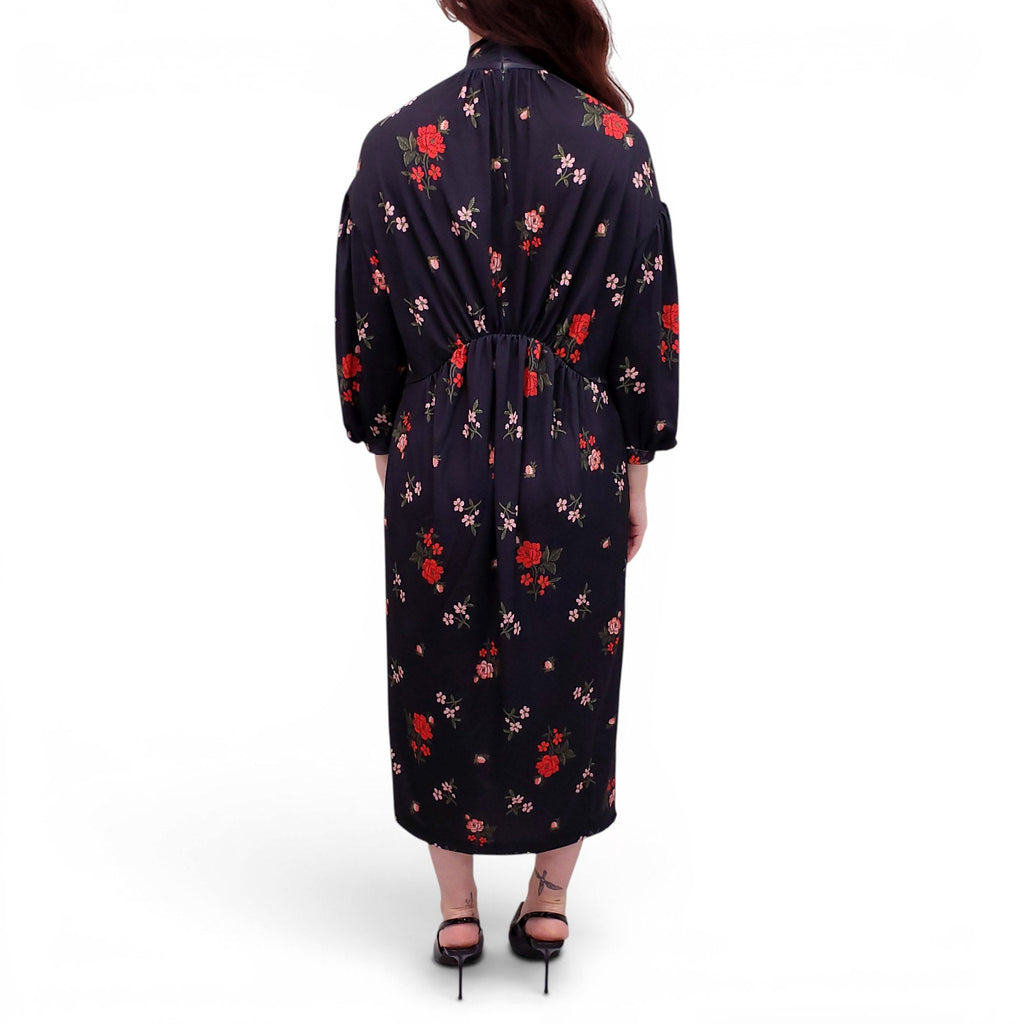 SIMONE ROCHA BLACK AND RED FLORAL DRESS - SIZE S