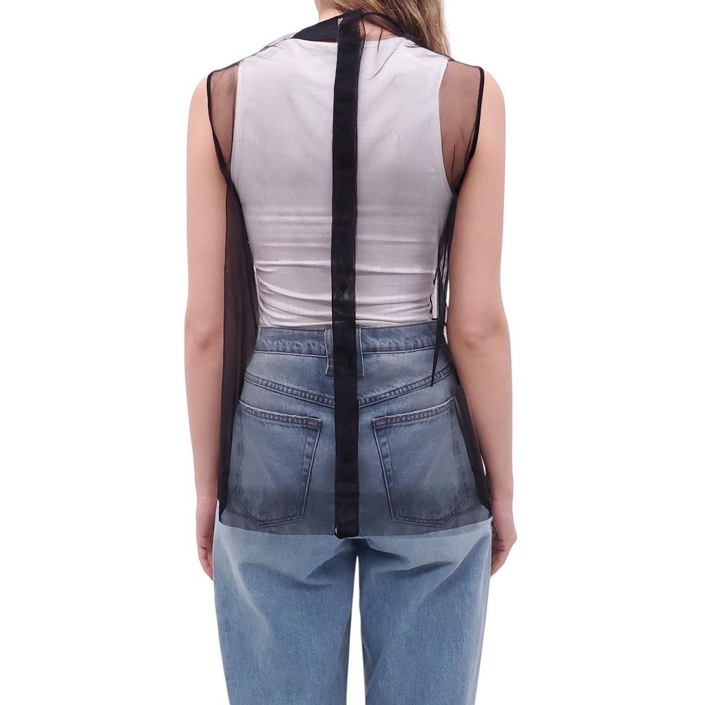 SIMONE ROCHA BLACK TULLE SLEEVELESS BLOUSE - SIZE 6